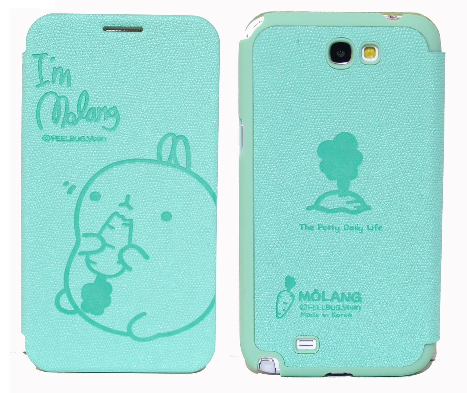 MOLANG Premium Leather Flip Case Cover For Samsung Galaxy Note 2 II N7100 i317 and T889 (Mint)