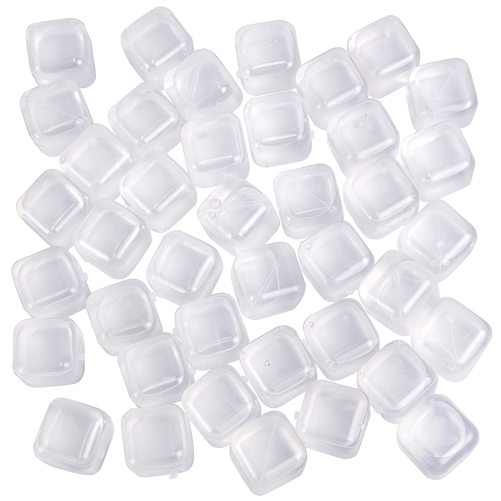 (40-Pack) Reusable Ice Cube, Refreezable Plastic Ice Cubes Reusable for Drinks Cocktails Like Whiskey, Wine, or Coffee, Silicone Square Shapes, Clear Dry Ice Cubes, Non Diluting. (Clear)