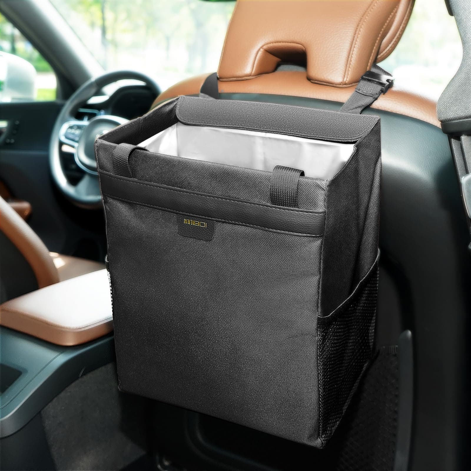 MEIDICar Trash Can,Waterproof Garbage Can,Magnetic Multipurpose Trash Bin for Car - Black