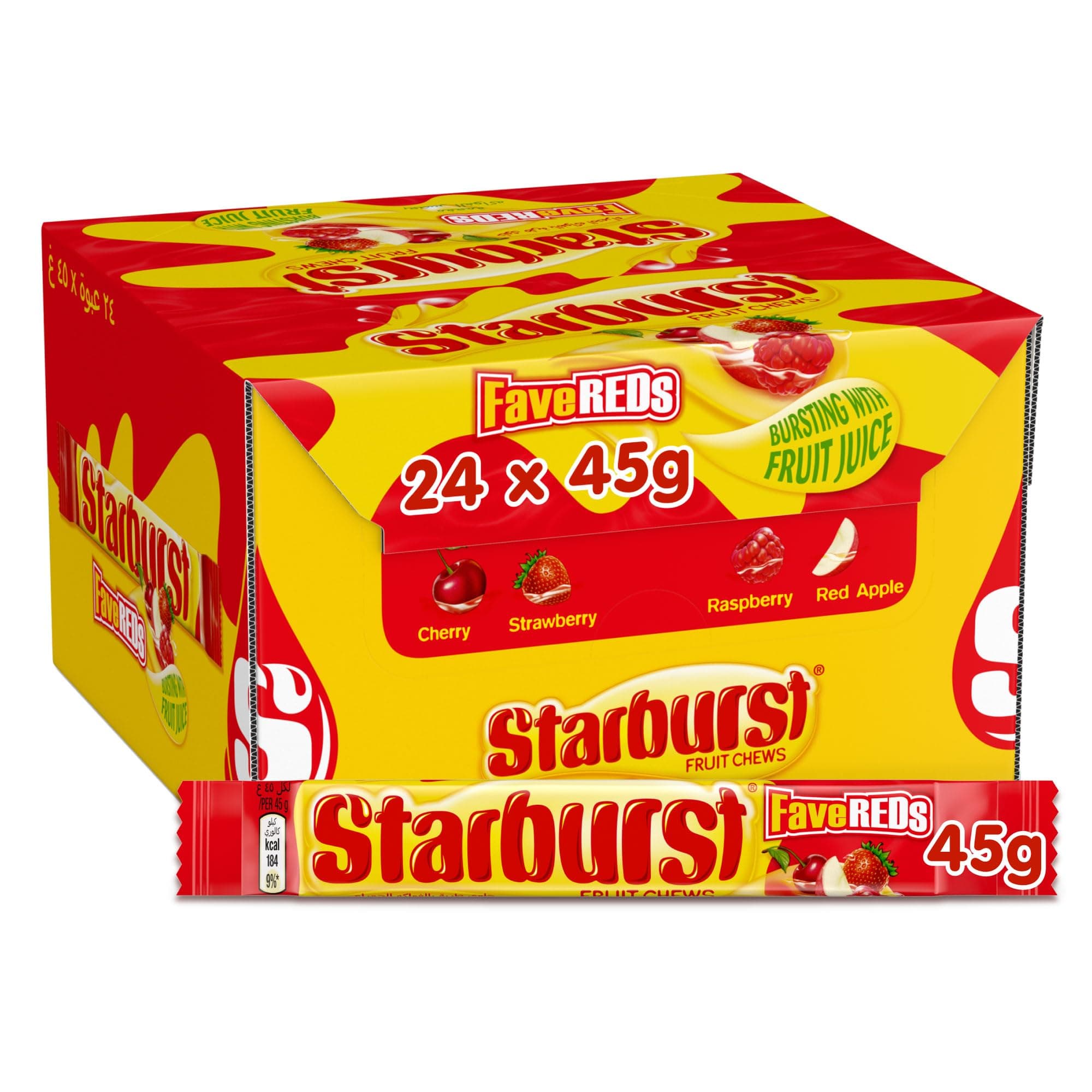 Starburst Fruit Chews, Favereds, 45g
