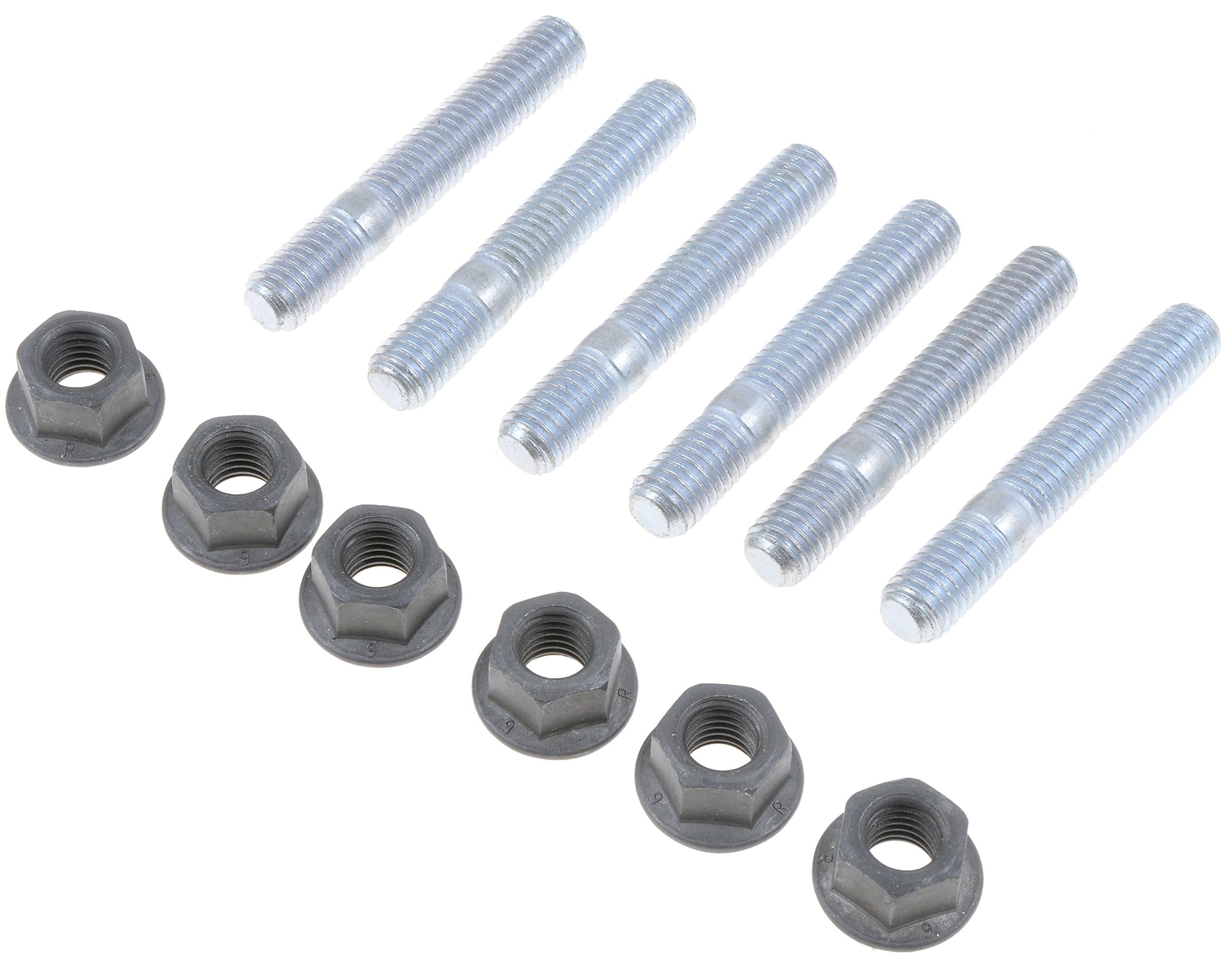 Dorman M10-1.5 x 62mm Exhaust Stud Kit - Heavy-Duty Alloy Steel Flange Bolts with Hex Head, Clear Zinc Finish, Automotive Exhaust Hardware Kit
