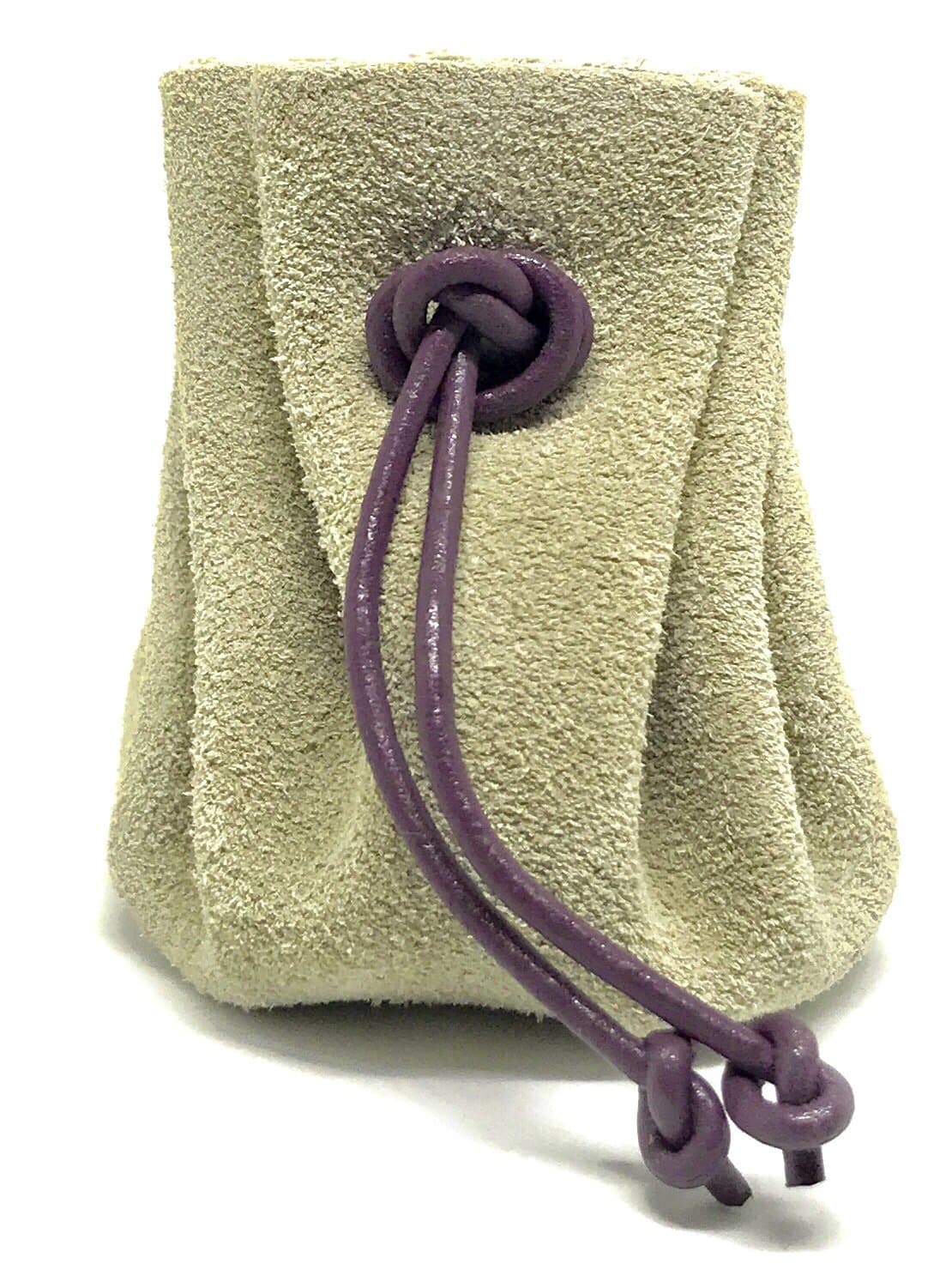 Leather Pouch Gift Bags, assorted leather drawstring, Pack of 3, Genuine Cowhide Suede Leather