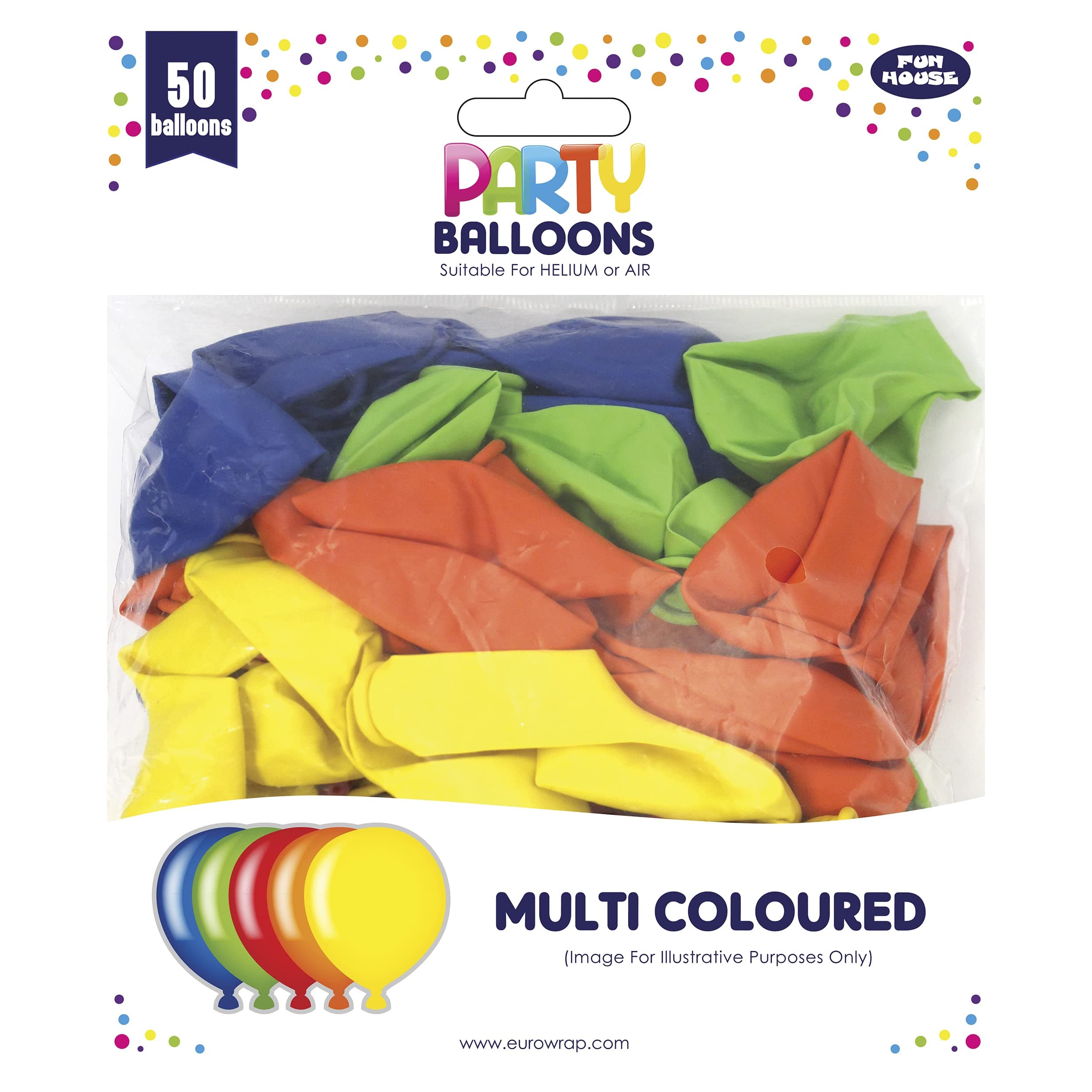 Fun House50Pk Multi-Colour Balloons 48S