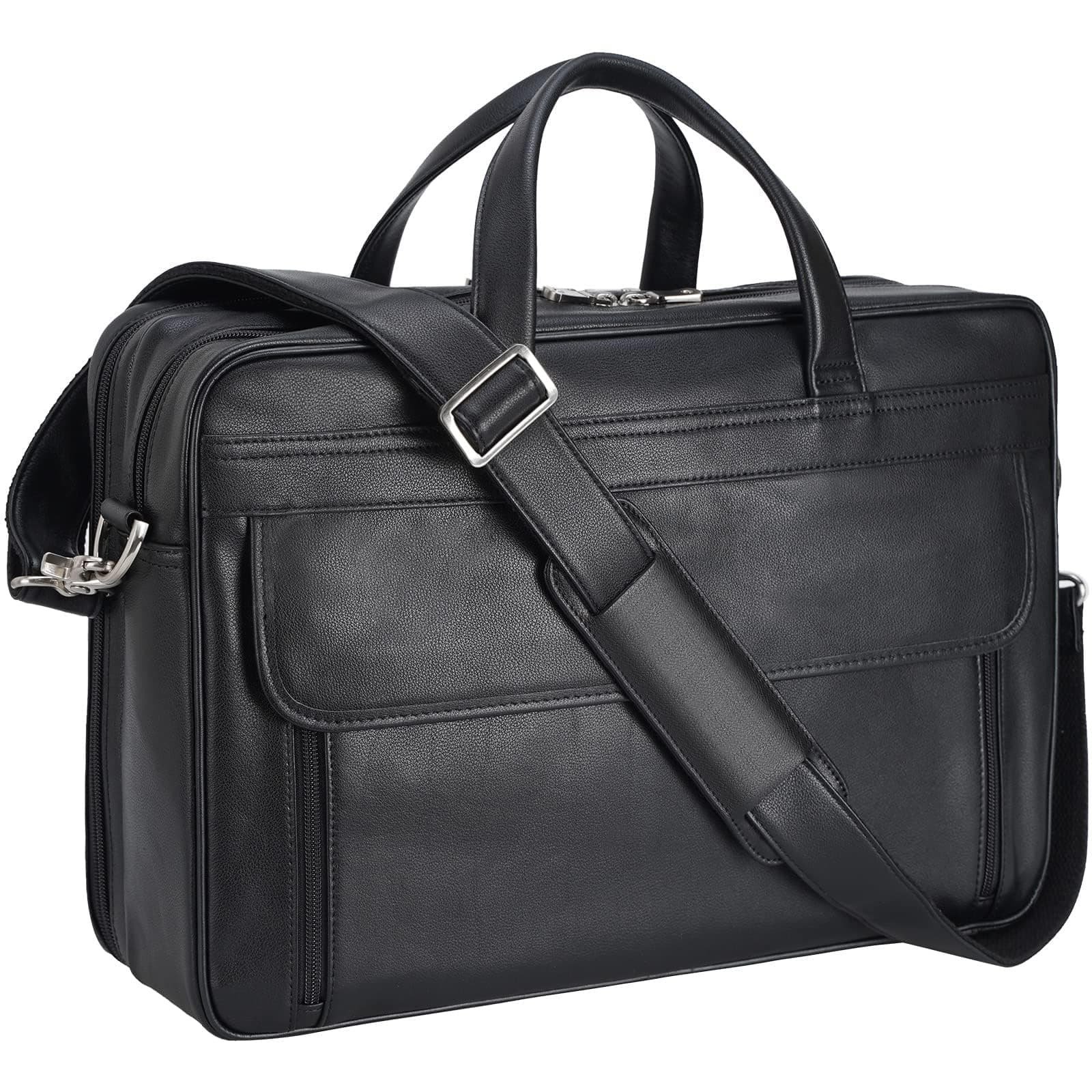 Leather Briefcase for Men 17" Laptop Computer Case Business Travel Work Messenger Cross Body Shoulder Bag