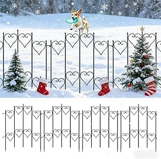 Amagabeli Garden Home Decorative Garden Fence Outdoor Rustproof Metal Garden Fencing Animal Barrier Folding Iron Edge Wire Border Fence for Patio Landscape Flower Bed-68 CM(H) x50 CM(W)-5 Panels