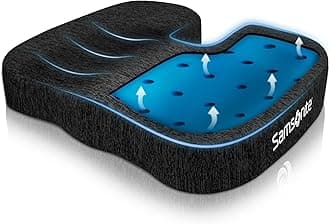 - Samsonite Gel Infused Seat Cushion – Ergonomic Cushion for Office Chair, Tailbone Pressure Pad, Coccyx Support for Sciatica, Memory Foam Seat for Car, Desk, or Gaming Chair Use, Black