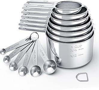 TILUCK Measuring Cups and Spoons Set, Stainless Steel Cups & Spoons,Coffee Scoop Spoon, Kitchen Gadgets for Cooking & Baking (13)