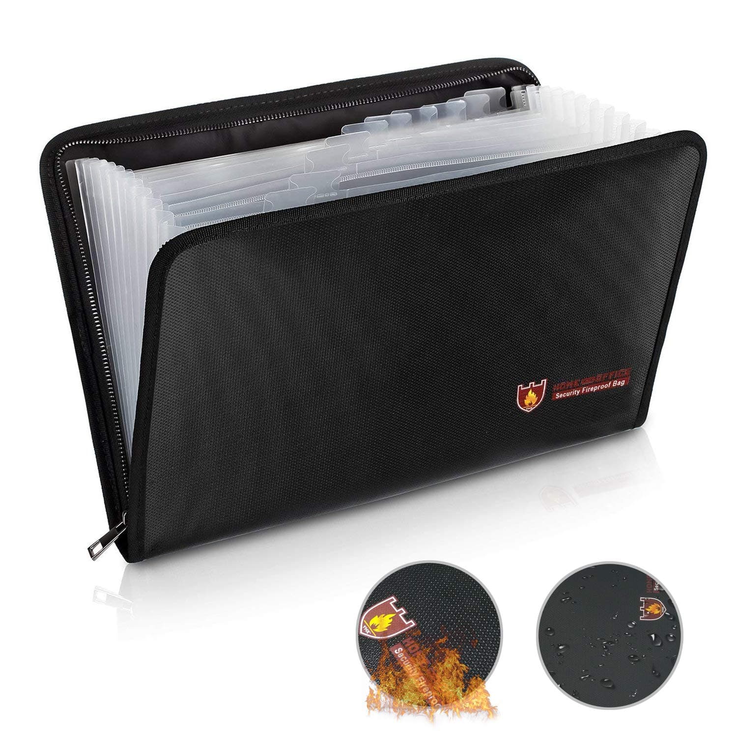 File Organizer and Expanding File Folder with 12 Pockets, Non-Itchy Silicone Coated Fireproof and Waterproof Document Organizer with Fire Resistant Zipper in A4 Size (14.3" x 9.8")