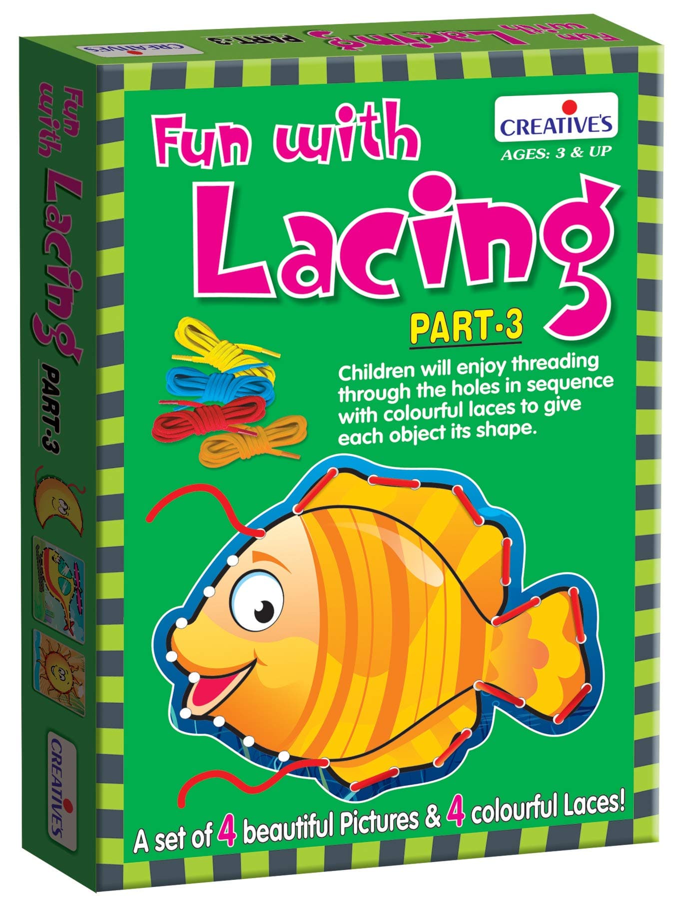 Creative's Fun with Lacing Part-3 | Fun Activity Game for Kids | Four Beautifull Picture & Colourful Laces | Ages 3 & Up