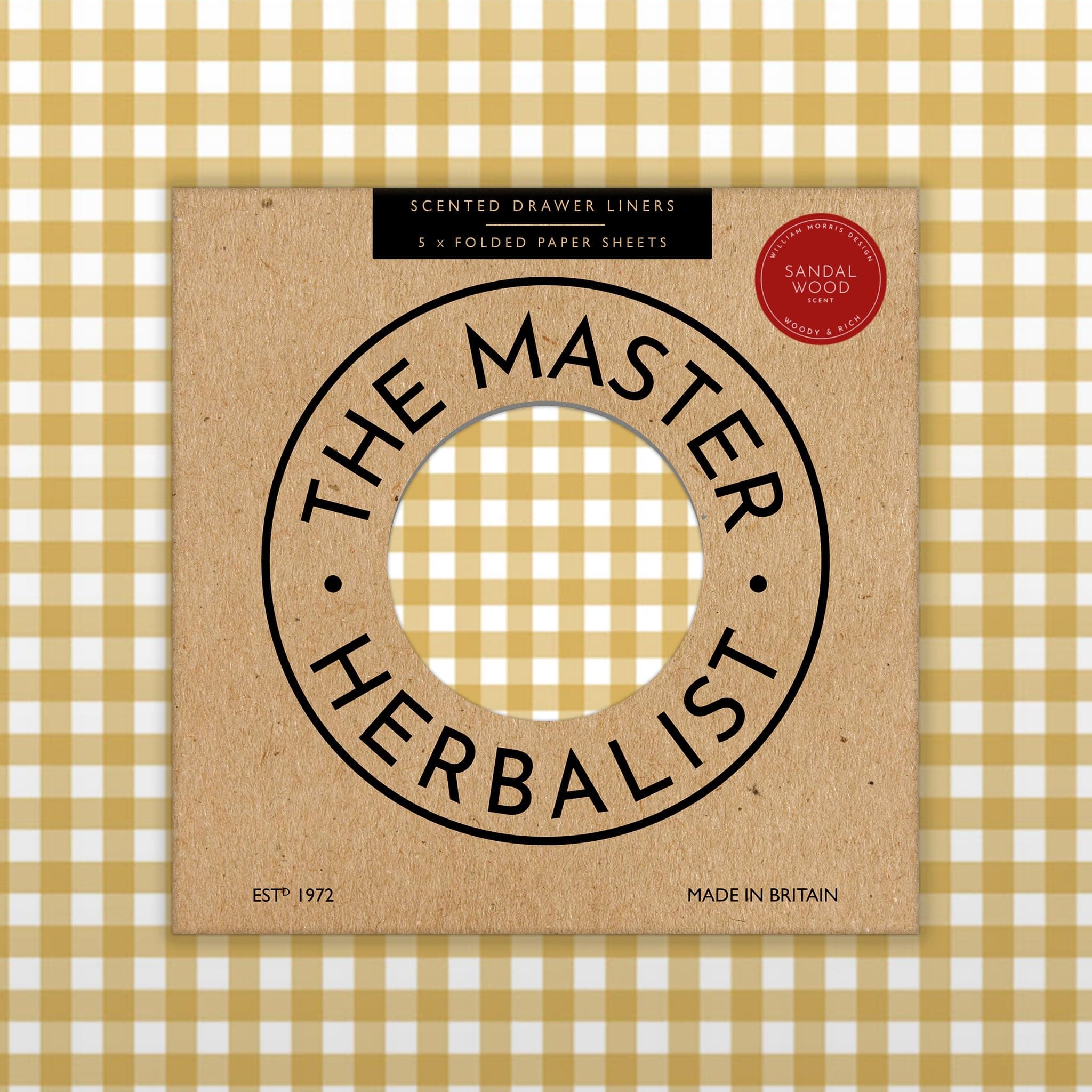 The Master Herbalist Fragrant Scented DRAWER LINERS (FOLDED) | Pack of 5 Sheets | Contains Essential Oils | Made in the UK (Sandalwood, Folded)