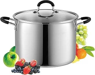 Cook N Home Stockpot Sauce Pot With Lid Professional Stainless Steel 8 Quart, Dishwasher Safe With Stay-Cool Handles, Silver