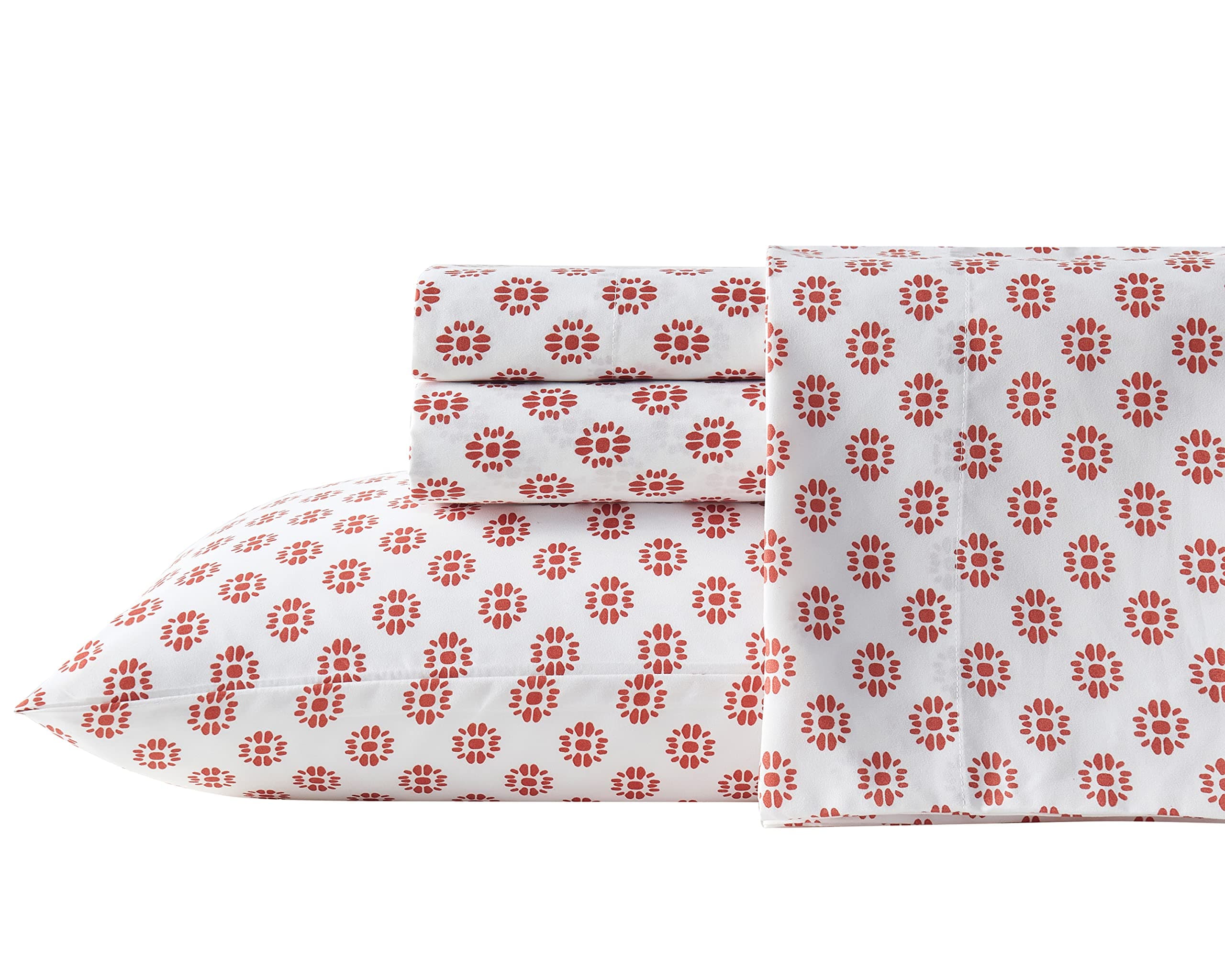 Indigo Ink - Queen Size Sheet Set, 4-Piece Boho Medallion Patterned Bedding, Soft & Wrinkle Resistant (Panther Collection, Spice)