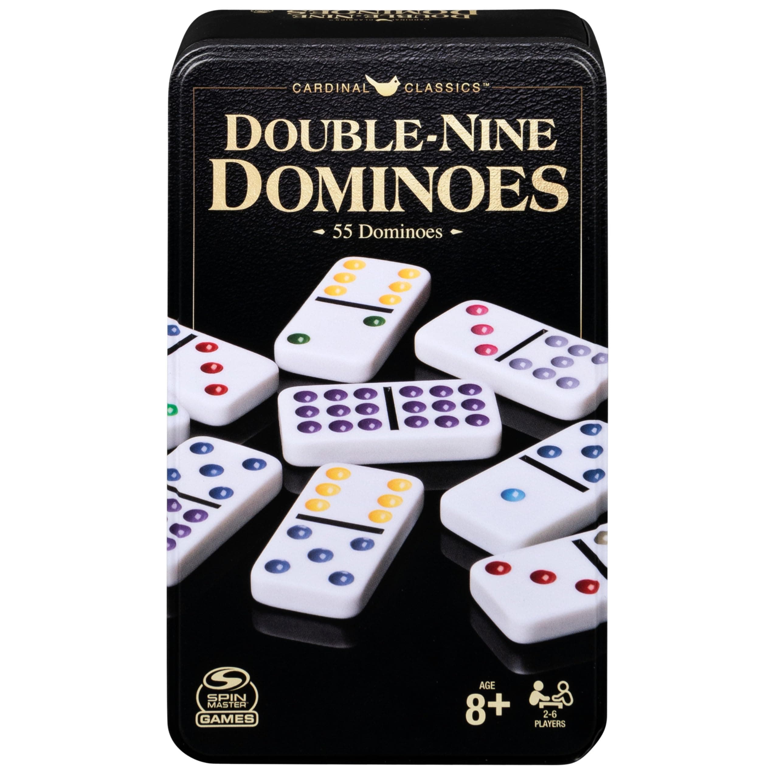 Spin Master Games Cardinal Classics Double Nine Dominoes Set in Storage Tin, Classic Game for Kids & Adults Ages 8+