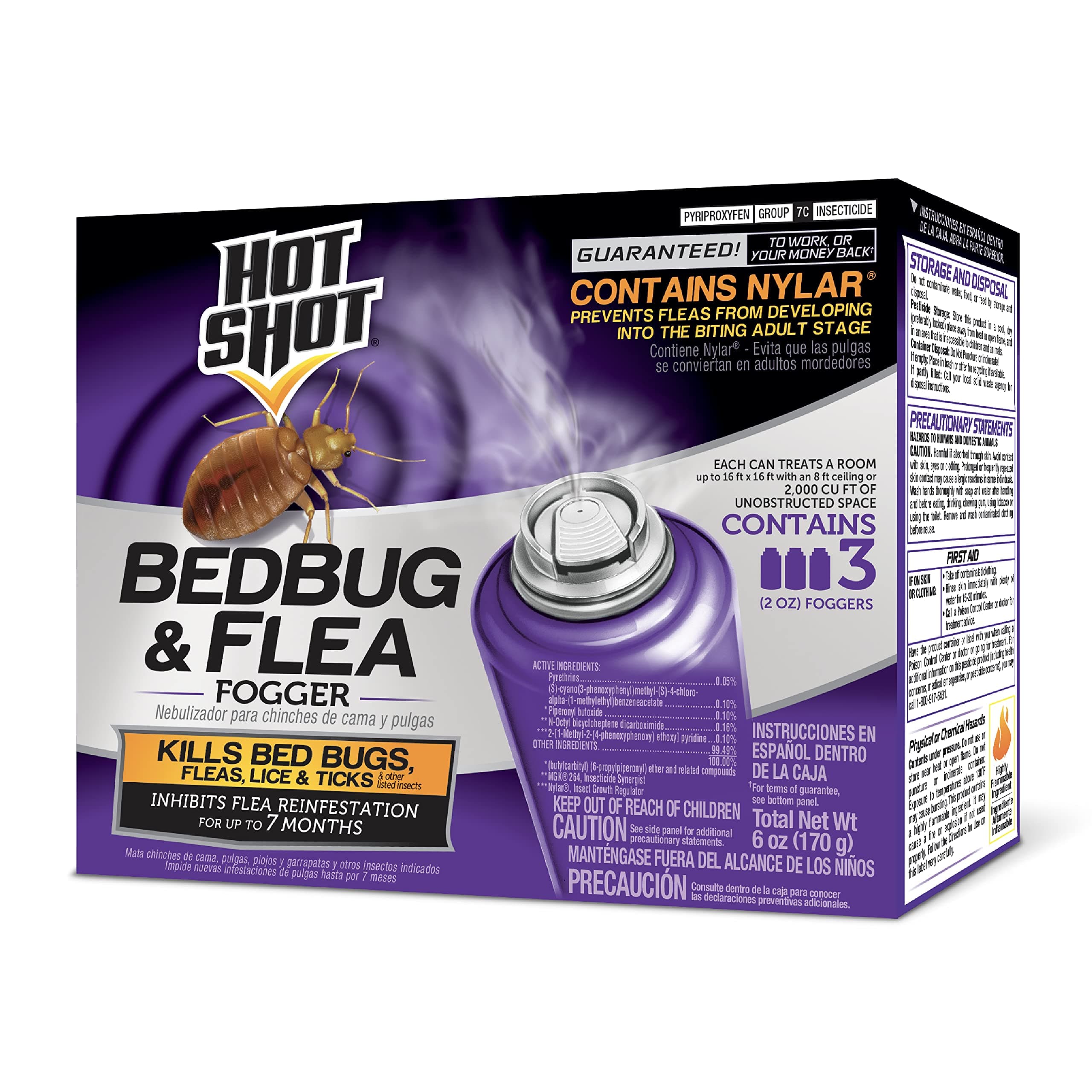 BedBug And Flea Fogger 3 Count-2 Ounce Cans, With Nylar, Inhibits Flea Reinfestation