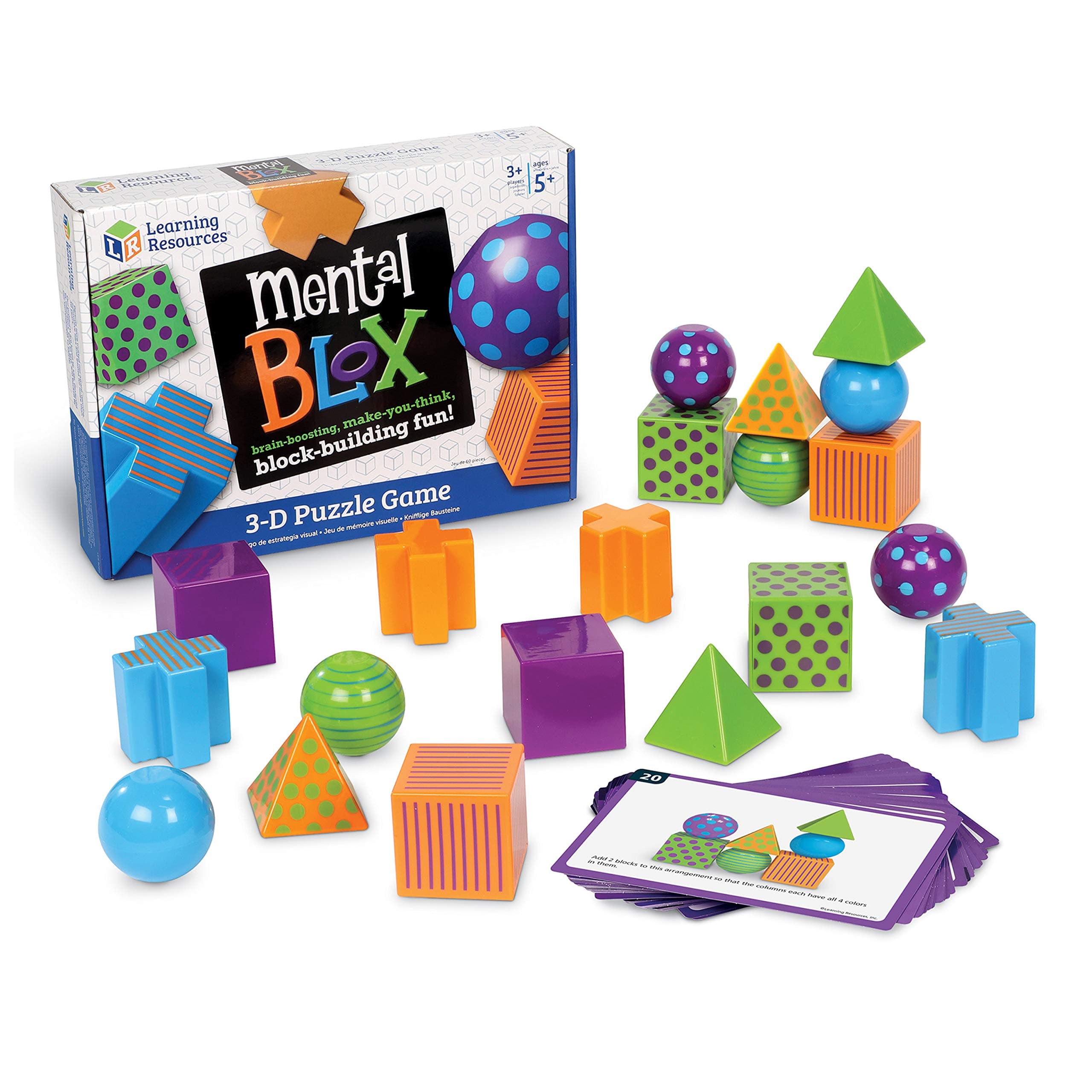 – Learning Resources Mental Blox Critical Thinking Game, Homeschool, 20 Blocks, 40 Activity Cards, Ages 5+,Multicolor