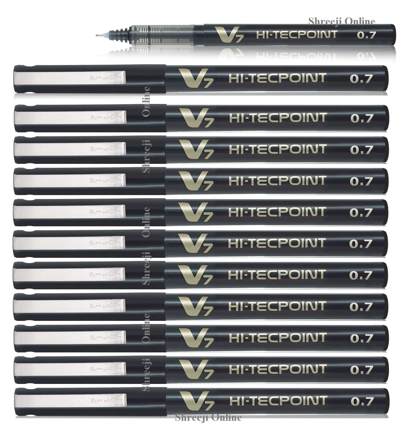BX-V7-B Hi-Tecpoint Rollerball Pen, 0.7 mm Tip - Black, Box of 12