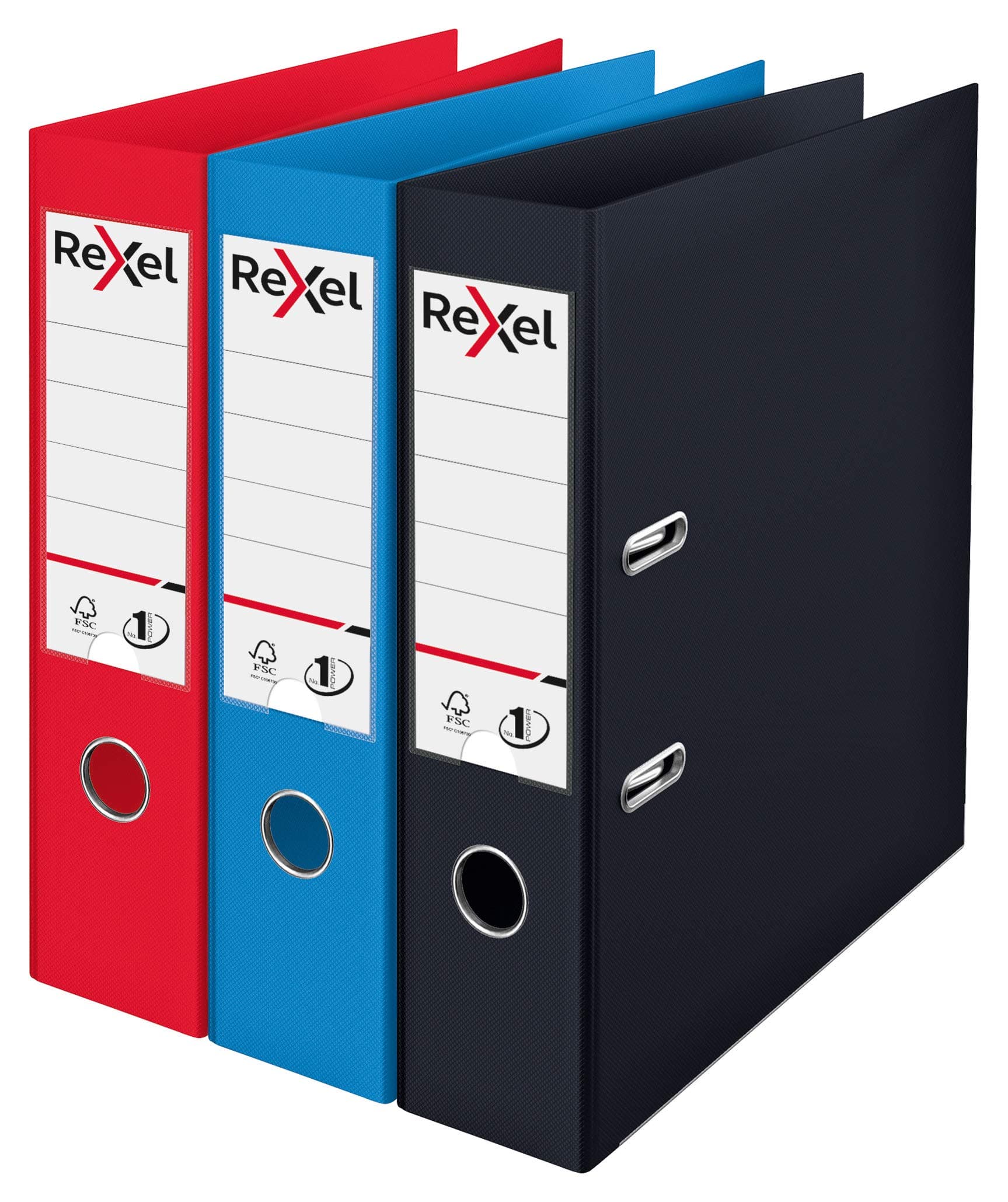 RexelChoices A4 Lever Arch Files, 3 File Folders, Assorted: Black, Red and Blue Files