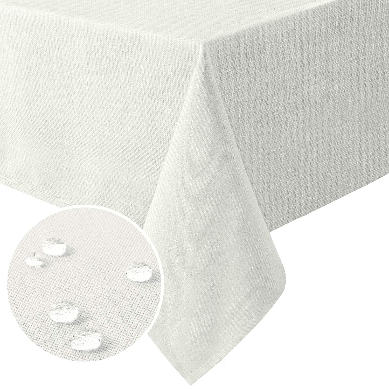 Linen Textured Table Cloths Rectangle 54 x 80 Inch Premium Solid Tablecloth Spill-Proof Waterproof Table Cover for Dining Buffet Feature Extra Soft and Thick Fabric Wrinkle Free, Ivory
