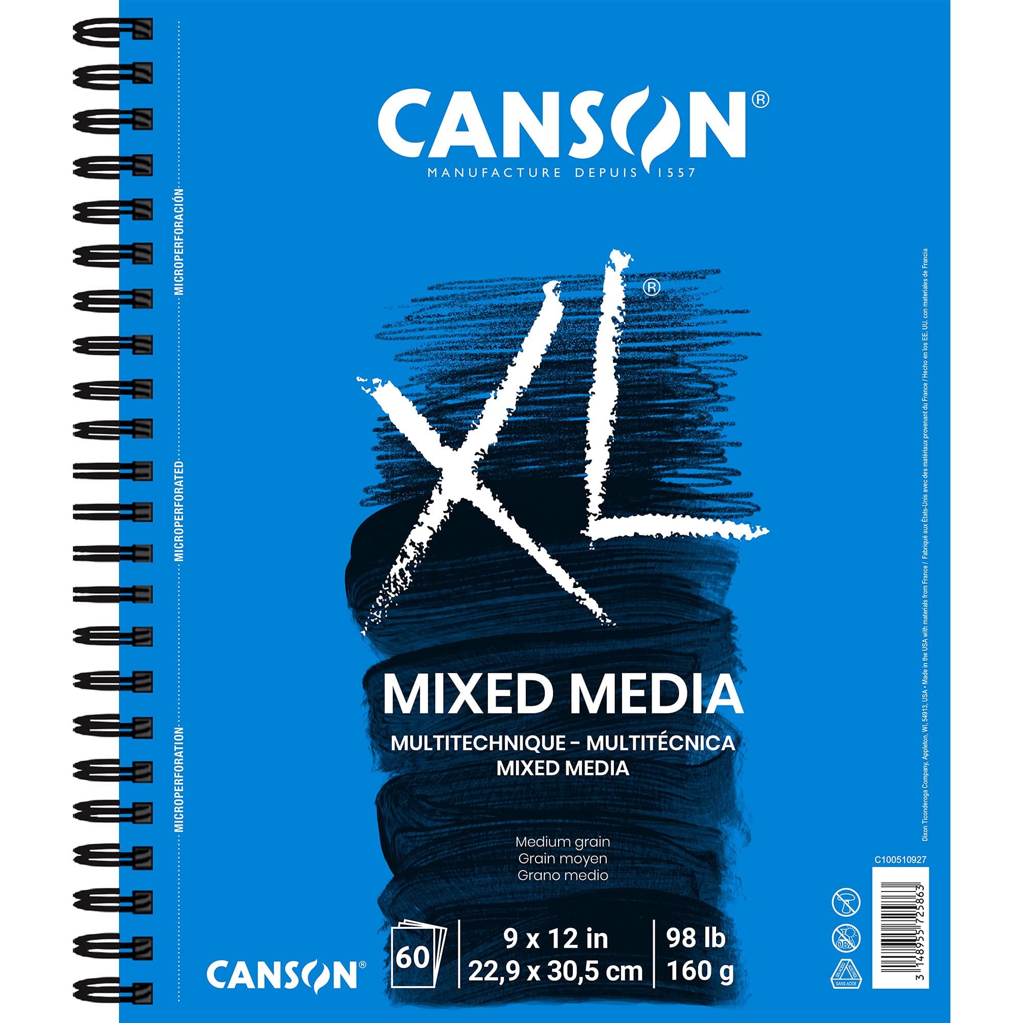 Canson XL Mix Media Pad,9"X12" Side Wire