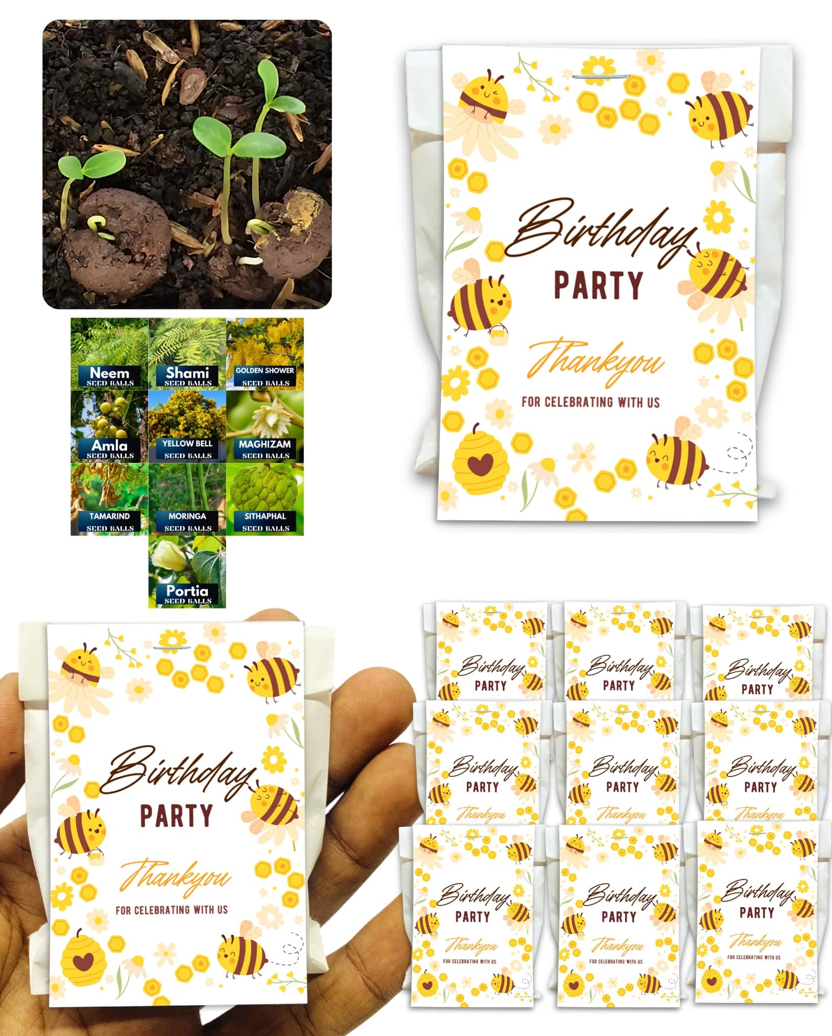 Herbal Wonder Seed Balls Return Gift for Birthday 2 Seed Balls Per Packet, Plantable Seed Ball, Individually Packed Eco-Friendly Return Gift (Pack of 10) (Mix of 10)