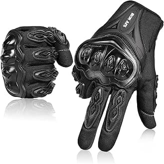 IRON JIA'SMotorcycle Gloves Full Finger Durable for Road Racing Bike Summer Spring Powersports Support Touch Screen Black-XXL