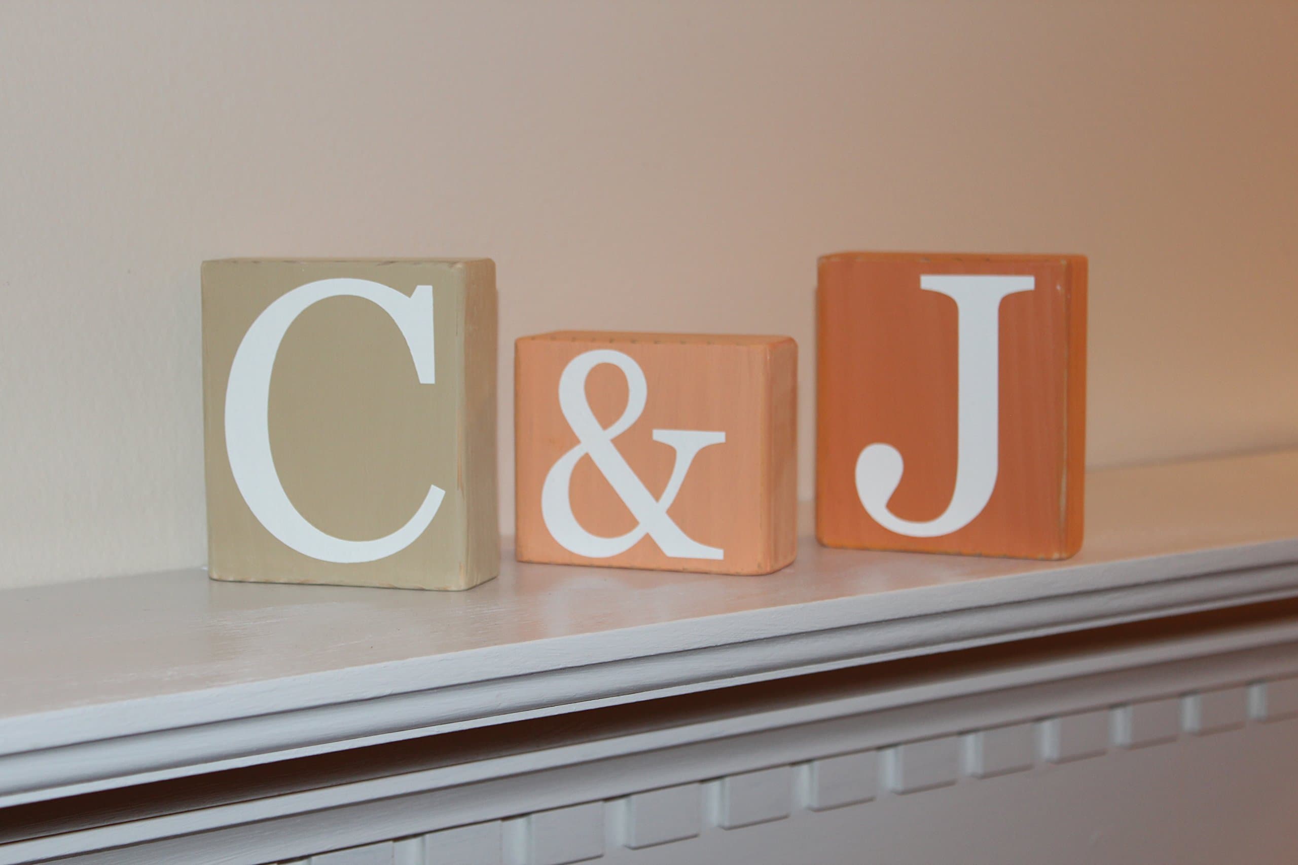 CUSTOM Wooden Letter Blocks - Distressed Blocks - Room Decor - Initial Block Sign