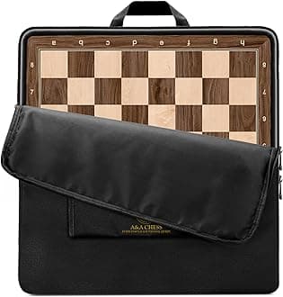 A&A 21.25" Professional Wooden Tournament Chess Board/Walnut & Maple Inlaid / 2.25" Squares w/Notation