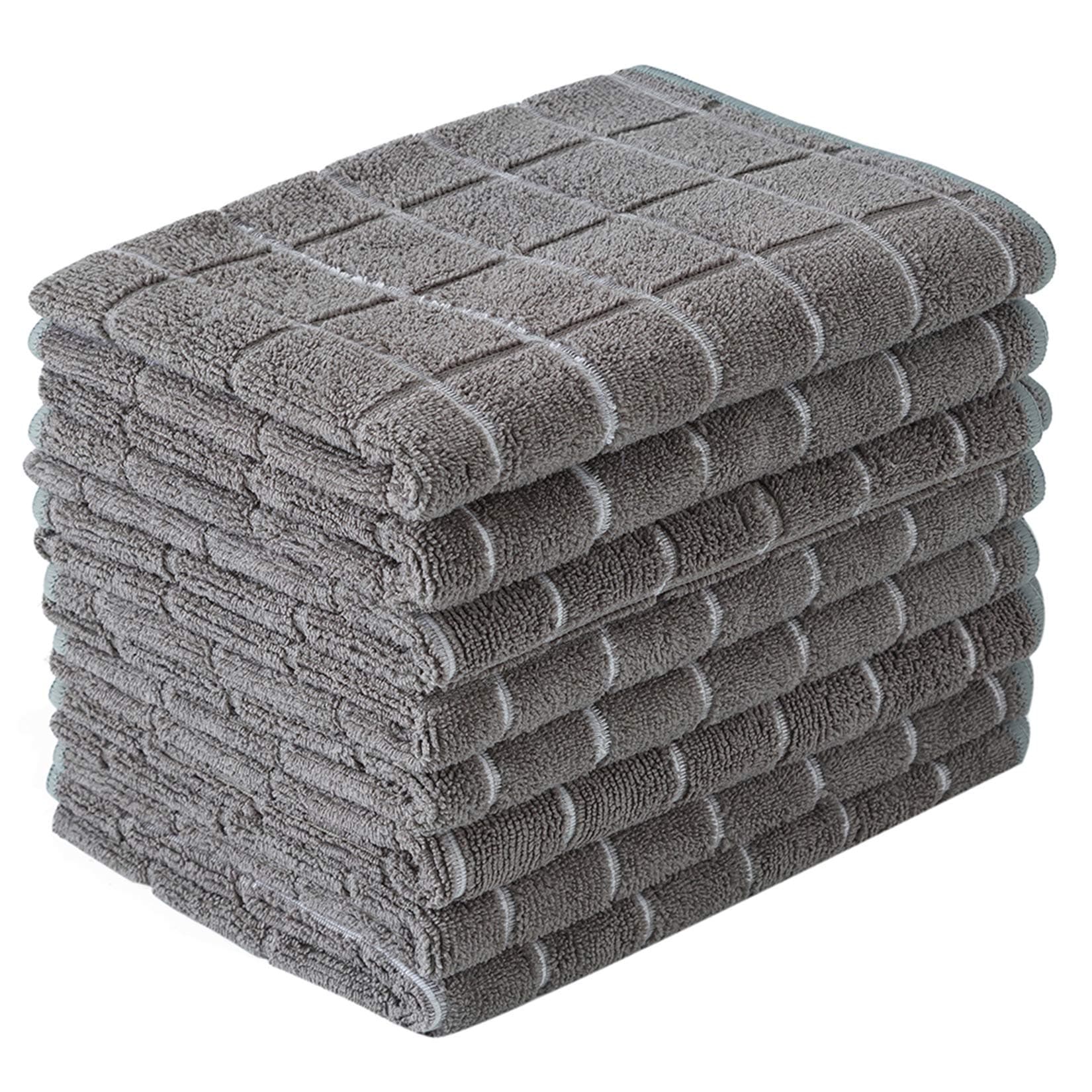 Microfiber Dish Towels 8 Pack Gray Lattice