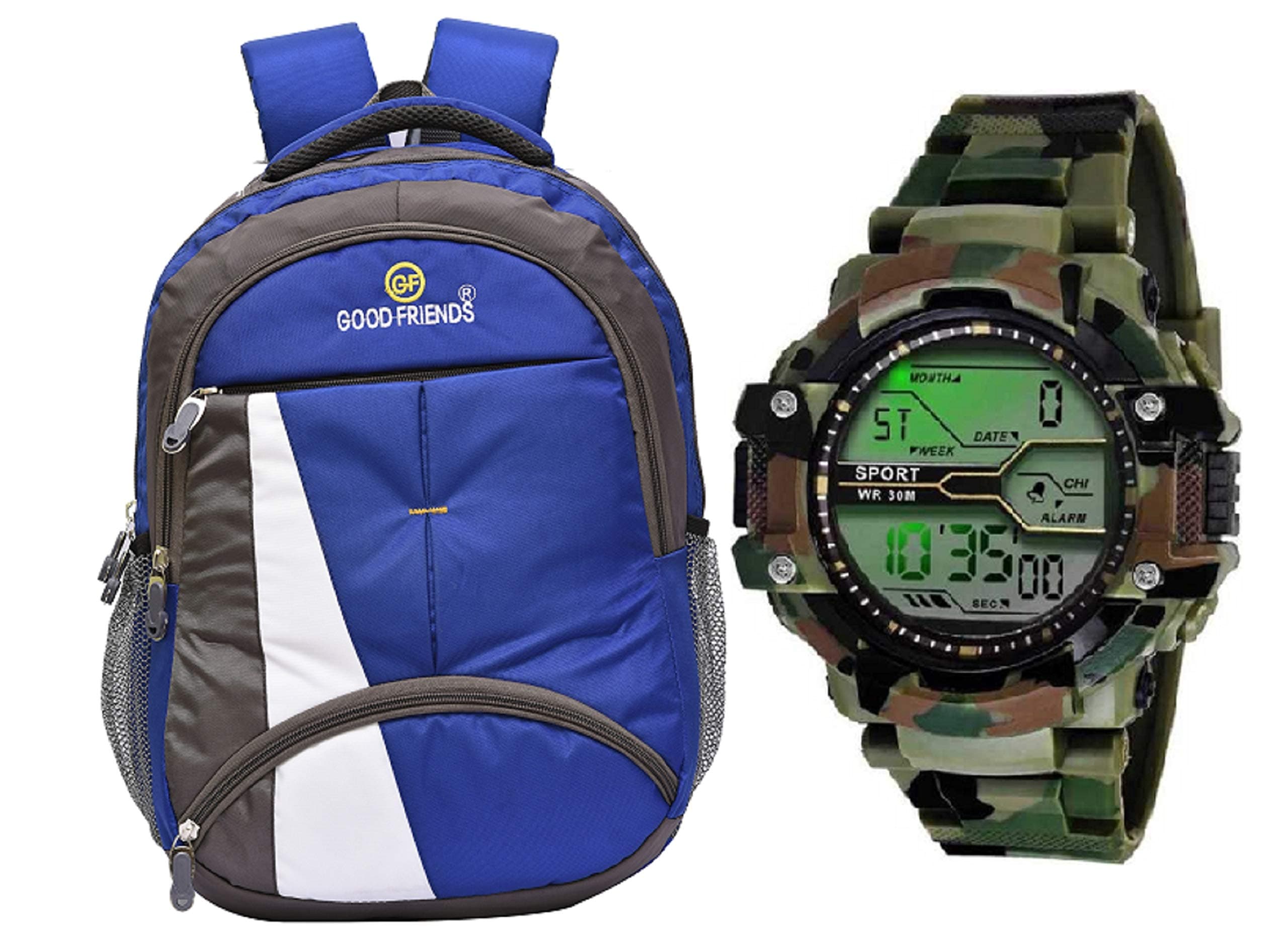 Good Friends 35 ltrs (48 Cms)Backpack(GF-3_Blue + Green Military)