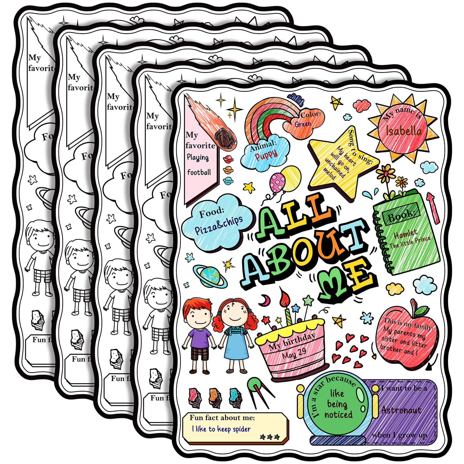 All About Me Student Posters Fill in Posters Student of the Week Poster Read All About Me Posters Star Student Posters for Kids Students Elementary Kindergarten Classroom Posters (25 Pieces)