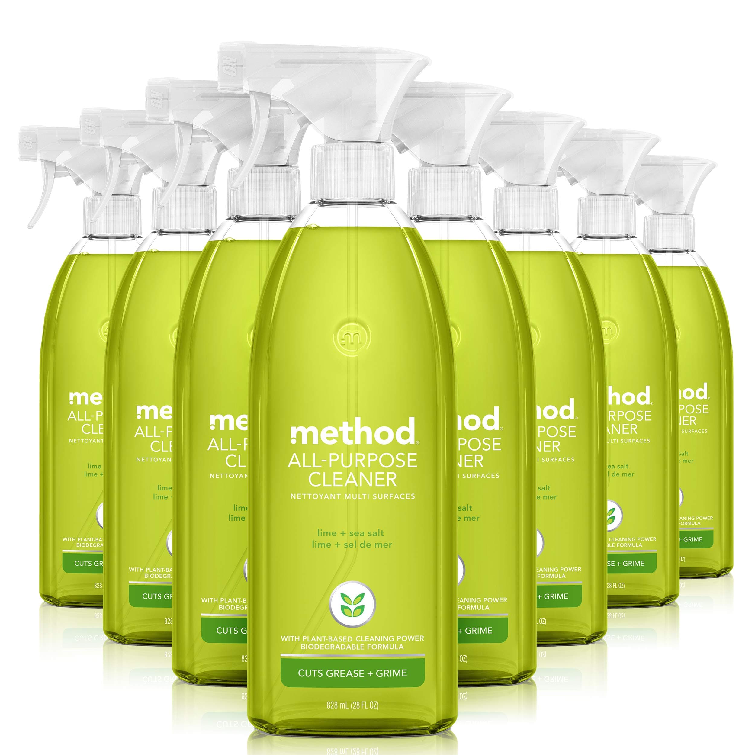 Method All Purpose Cleaner, Lime + Sea Salt, 28 Fl Oz (Pack of 8), Eco-Friendly Multi-Surface Cleaning Spray