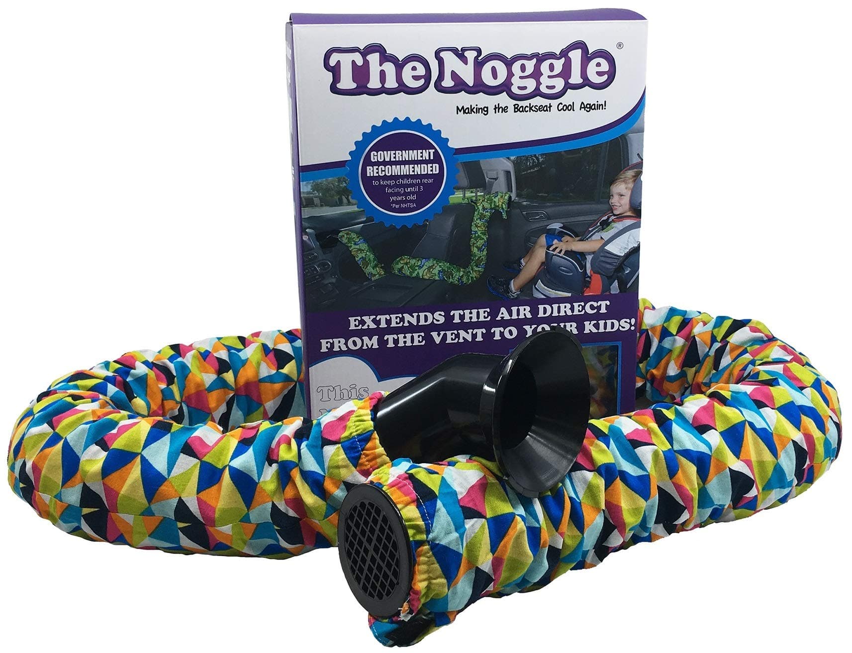 The Noggle - Making The Backseat Cool Again -Quick & Easy to Use Car Travel Accessories for a Comfy Ride Summer or Winter-Air Vent Extender Hose Directs Cool or Warm Air to Your Kids-6ft, Kaleidoscope