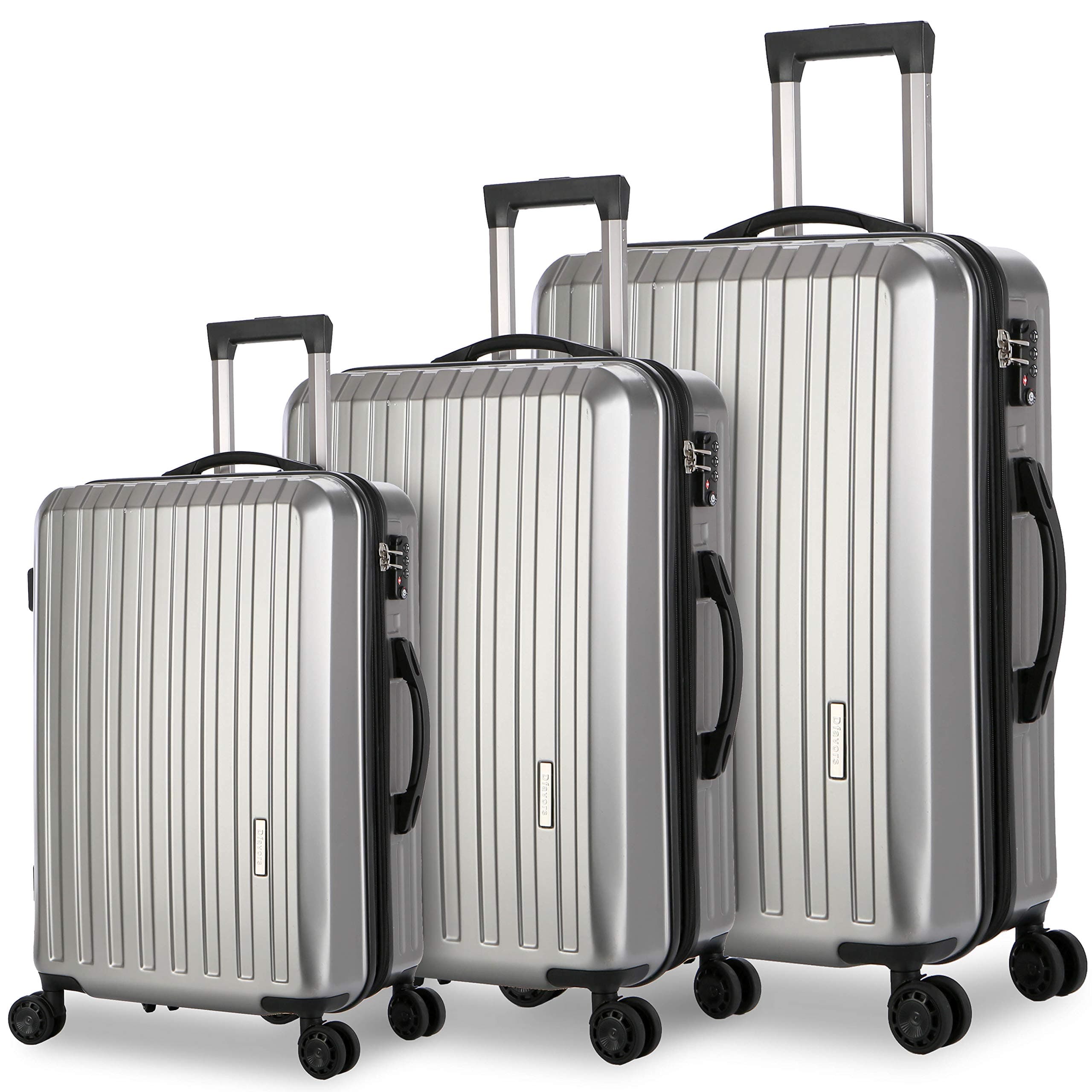 Luggage Set 3 Piece Suitcase Set Lightweight Spinner Hard shell Suitcases with TSA Lock (20”/24”/28”) (grey)