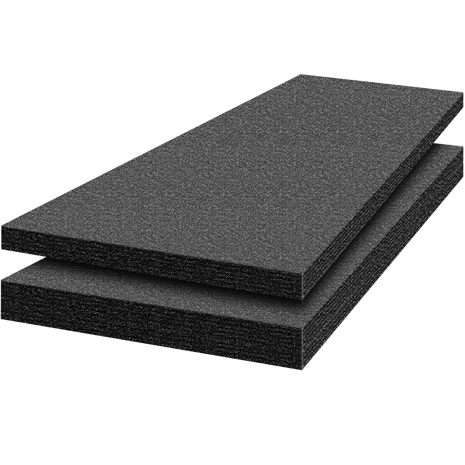 Yaomiao 2 Sheets Customizable Polyethylene Foam 54 x 16 x 2 and 54 x 16 x 1.5 Thick Black Packing Foam Inserts for Cases Thick Polyethylene Foam Sheet for Packaging and Crafts