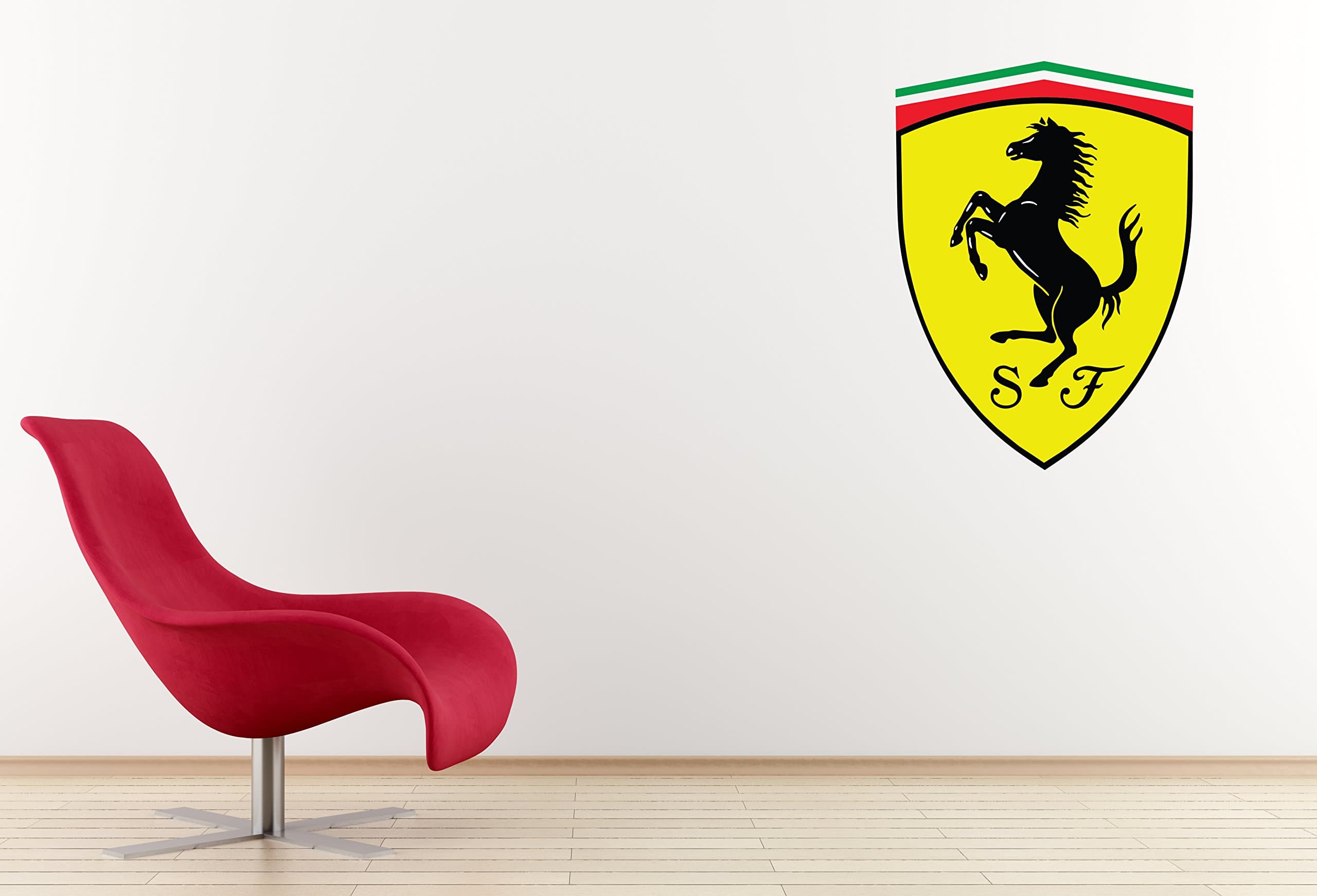 Ferrari Logo Wall Decal Sticker (Medium: 16" W x 21" H)