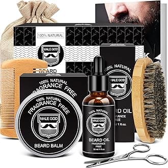 MALE GOD Beard Kit, Beard Growth Kit w/Natural Ingredients Beard Oil & Balm, Men's Care & Grooming Set w/Beard Brush & Comb, Anniversary | Birthday Gifts for Men, Him, Husband, Boyfriend, Dad