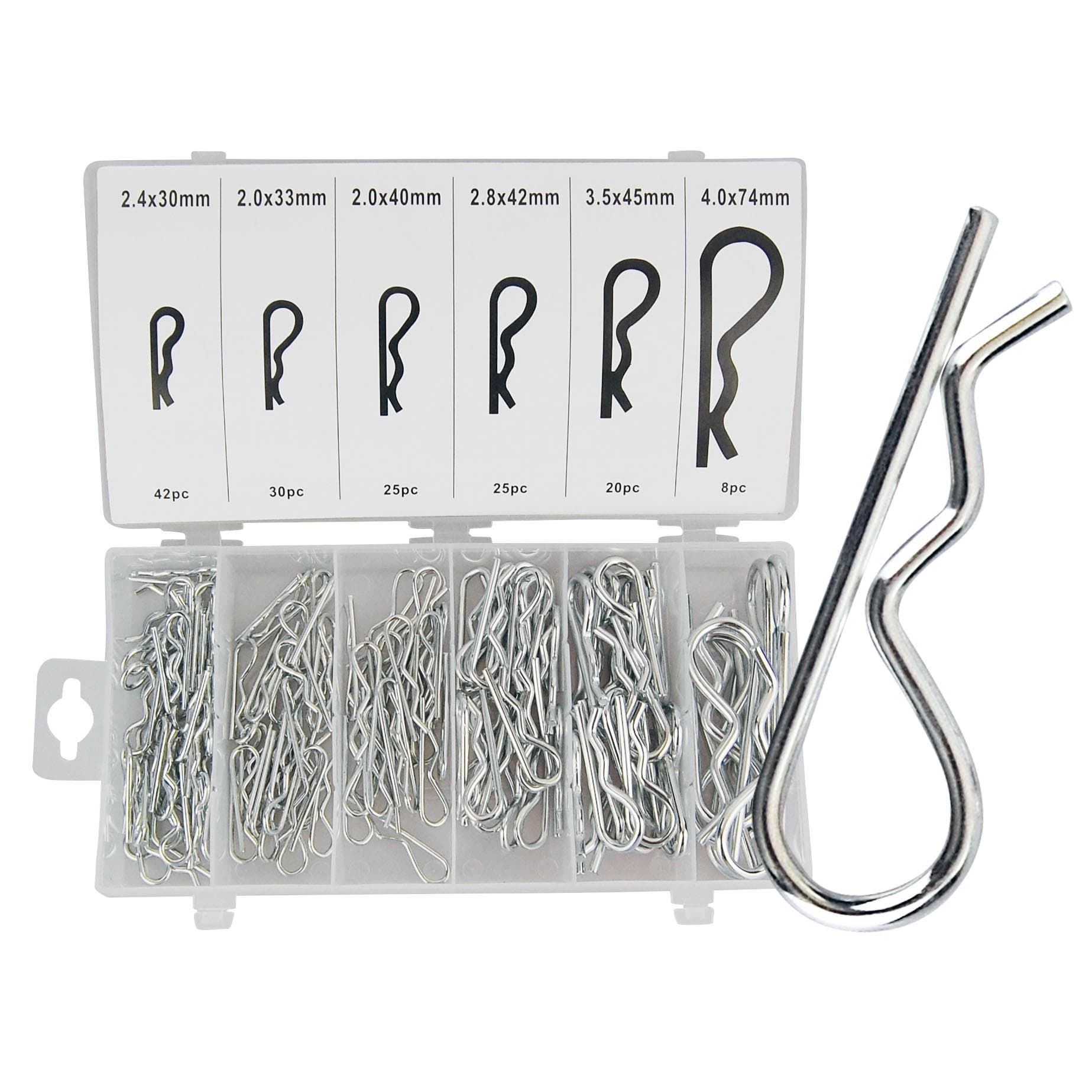 150 spring pins in a set, spring plugs, 150 pieces in 6 sizes in assortment box.