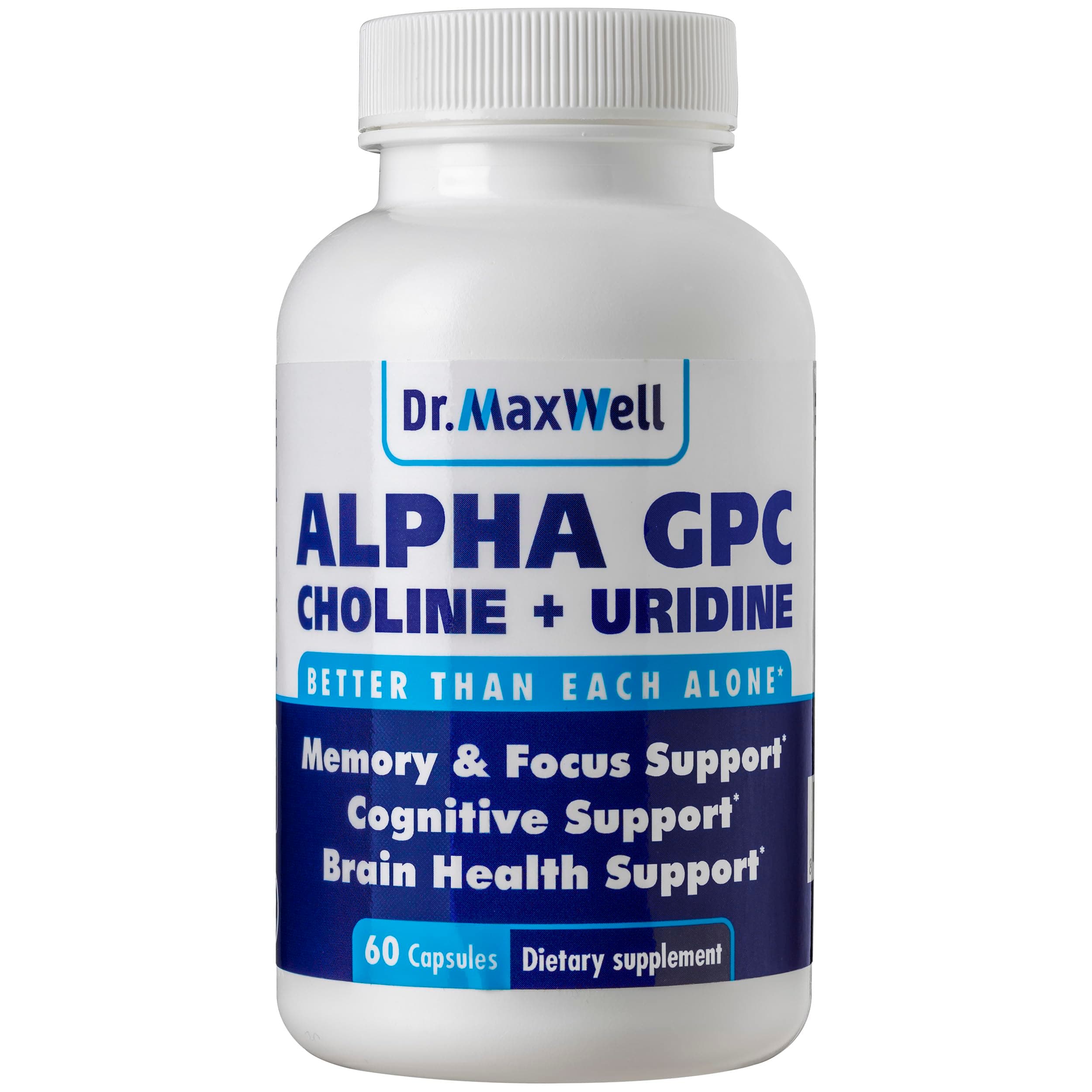 Alpha GPC 600mg + Uridine, a Choline Enhancer. Better Than Alpha-GPC or Uridine Аlone. Best Alpha GPC Choline: 2in1, Soy Free, No Fillers, USA. Best Choline Form, 60 Pills, Money Back Guarantee