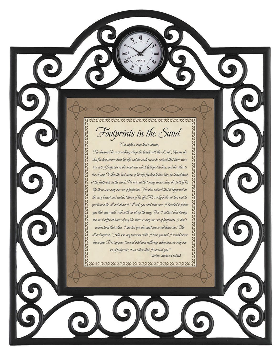 Creative Brands Heartfelt Footprints Metal Framed Tabletop Clock, 7 x 9