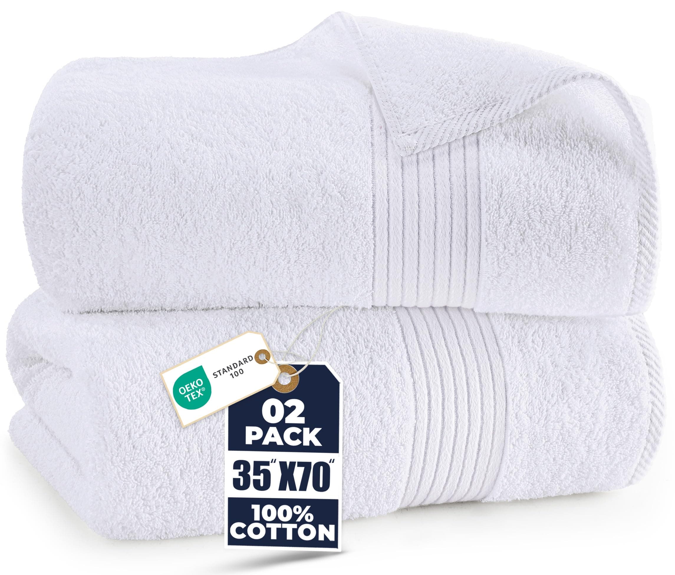 Utopia Towels - Luxurious Jumbo Bath Sheet 2 Pack - 600 GSM 100% Cotton Highly Absorbent and Quick Dry Extra Large Bath Towel - Super Soft Hotel Quality Towel (35 x 70 Inches, White)