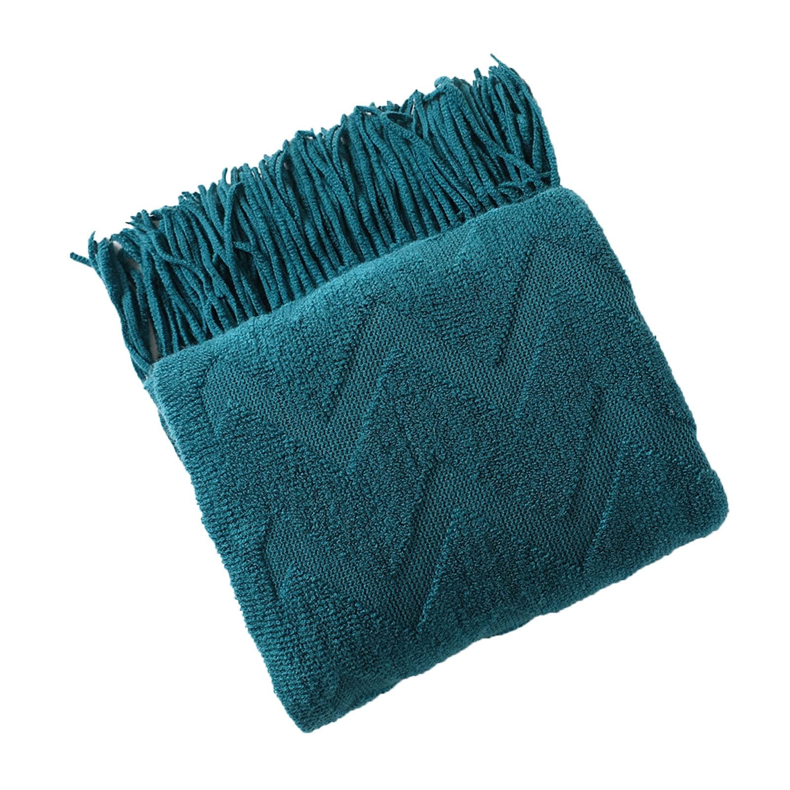 Knitted Tassel Throw Blanket, Soft Cozy Decorative Throw Sofa Blanket, Anti-pilling Bedspread, for Couch Sofa Bed Home Decorative (Color : Blue, Size : 127x152 cm)