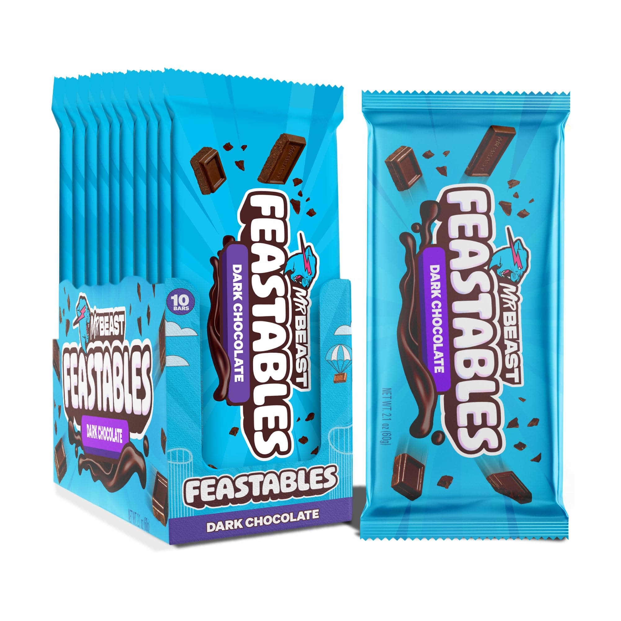 Feastables MrBeast Original Chocolate Bars - Made with Cocoa. Plant Based with Only 4 Ingredients, 10 Count