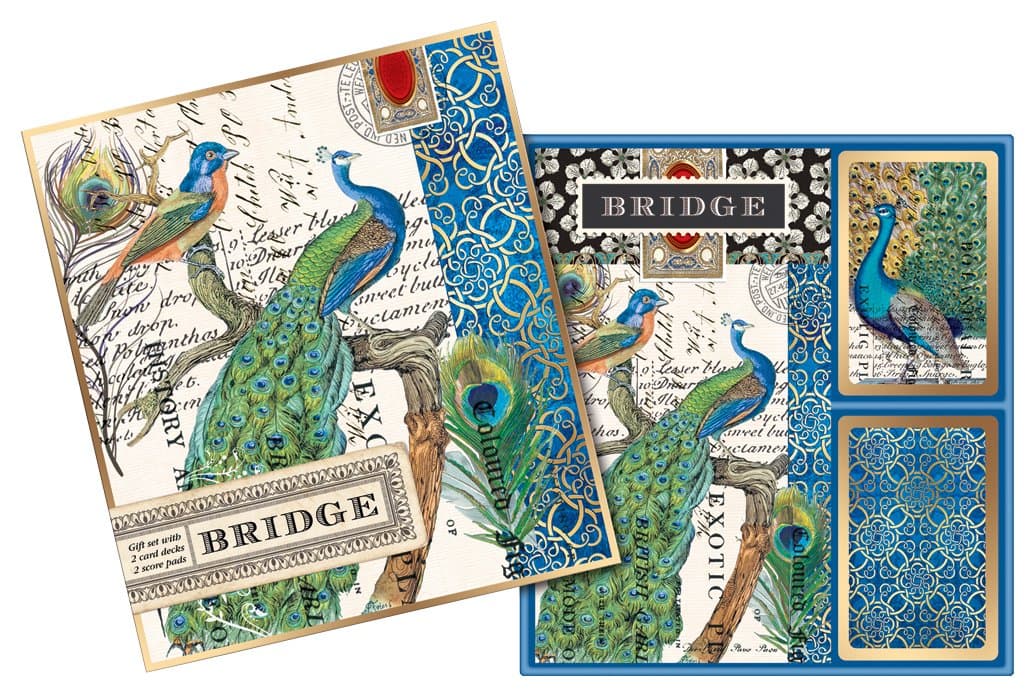 Michel Design Works Peacock Bridge Card Gift Set