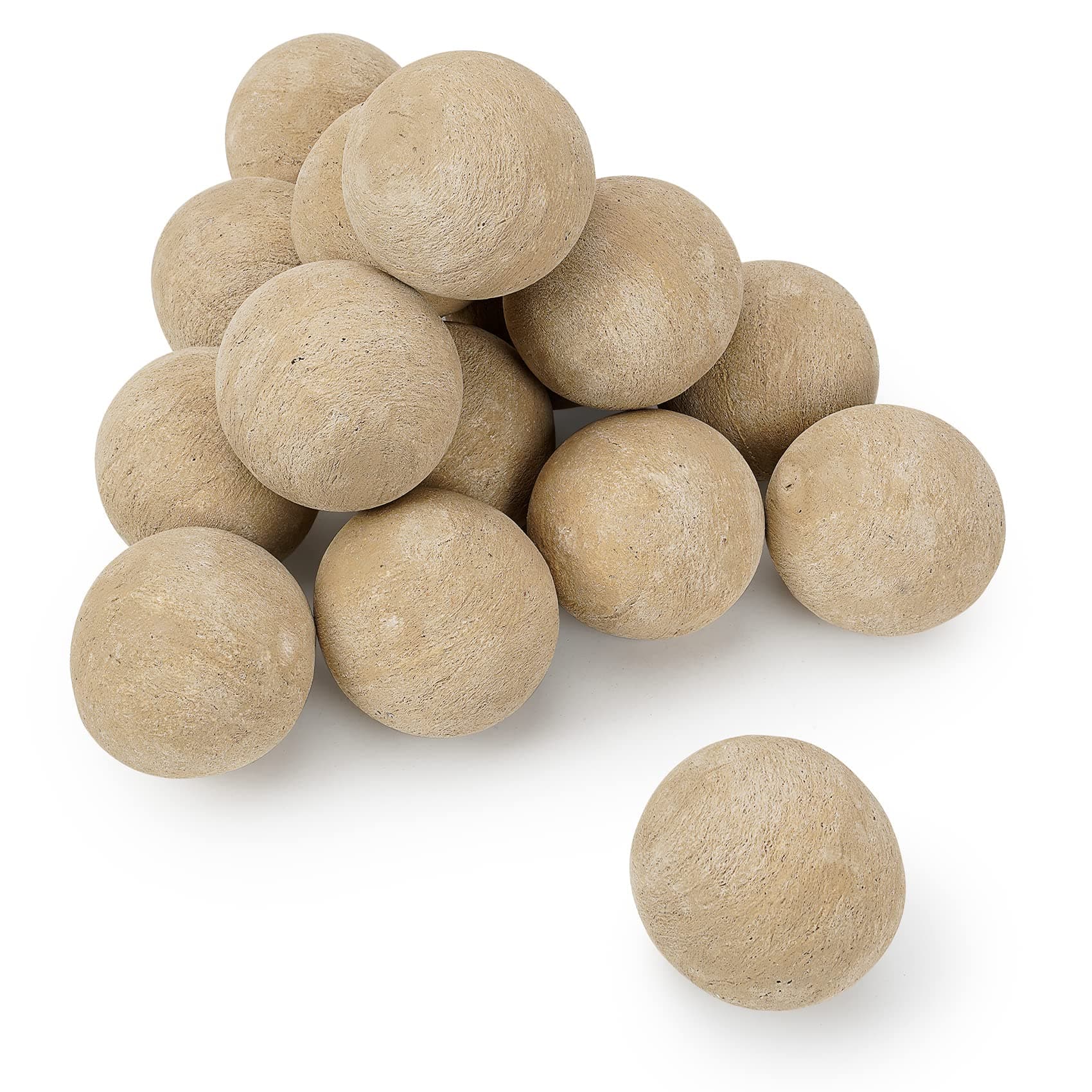 Stanbroil Ceramic Balls - 3” Round Fire Stones for Fire Pit Fire Bowl and Fireplace - Set of 15, Beige