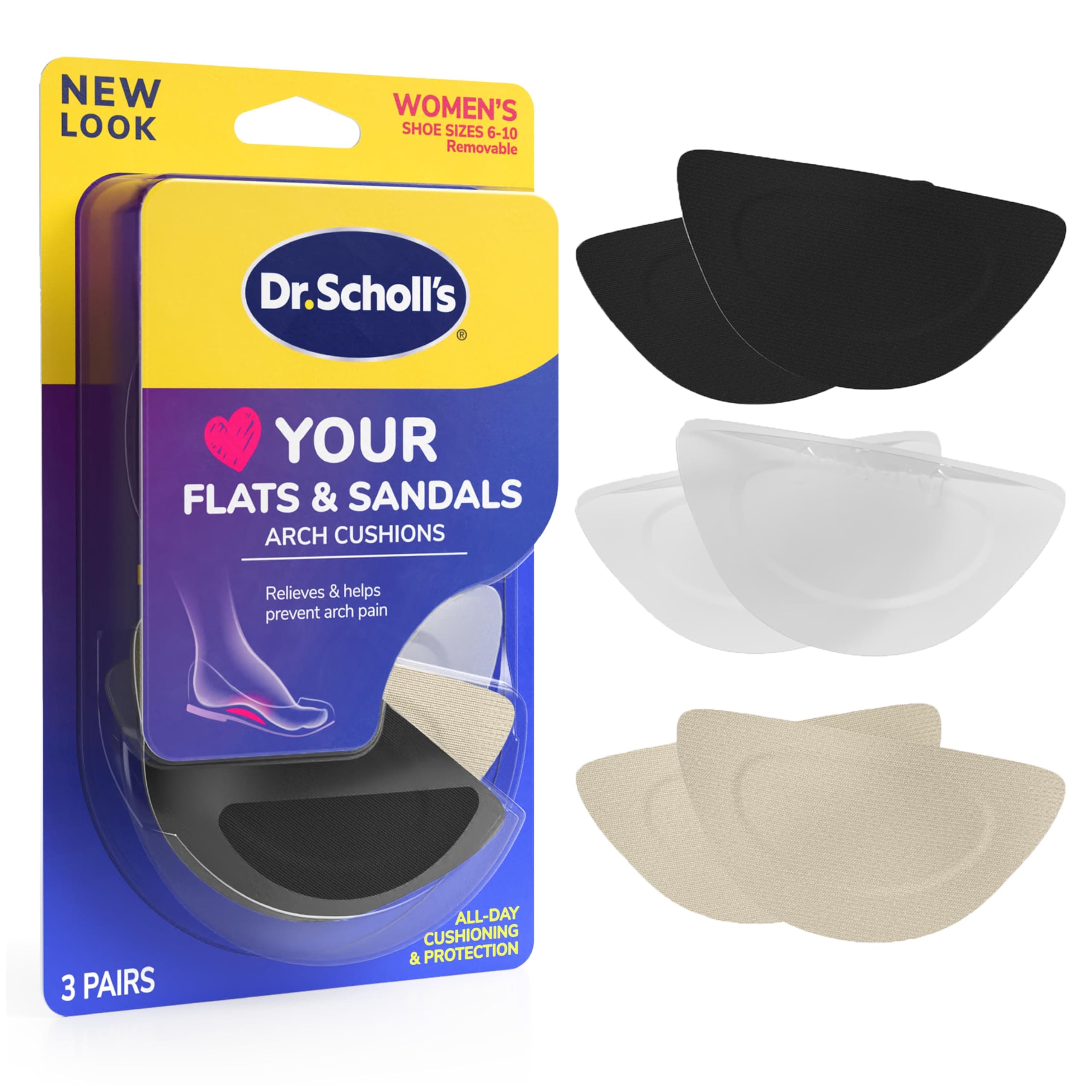 Dr. Scholl'S Dr. Schollââ‚¬Â„¢S Stylish Step Hidden Arch Support For Flats, 3 Pairs