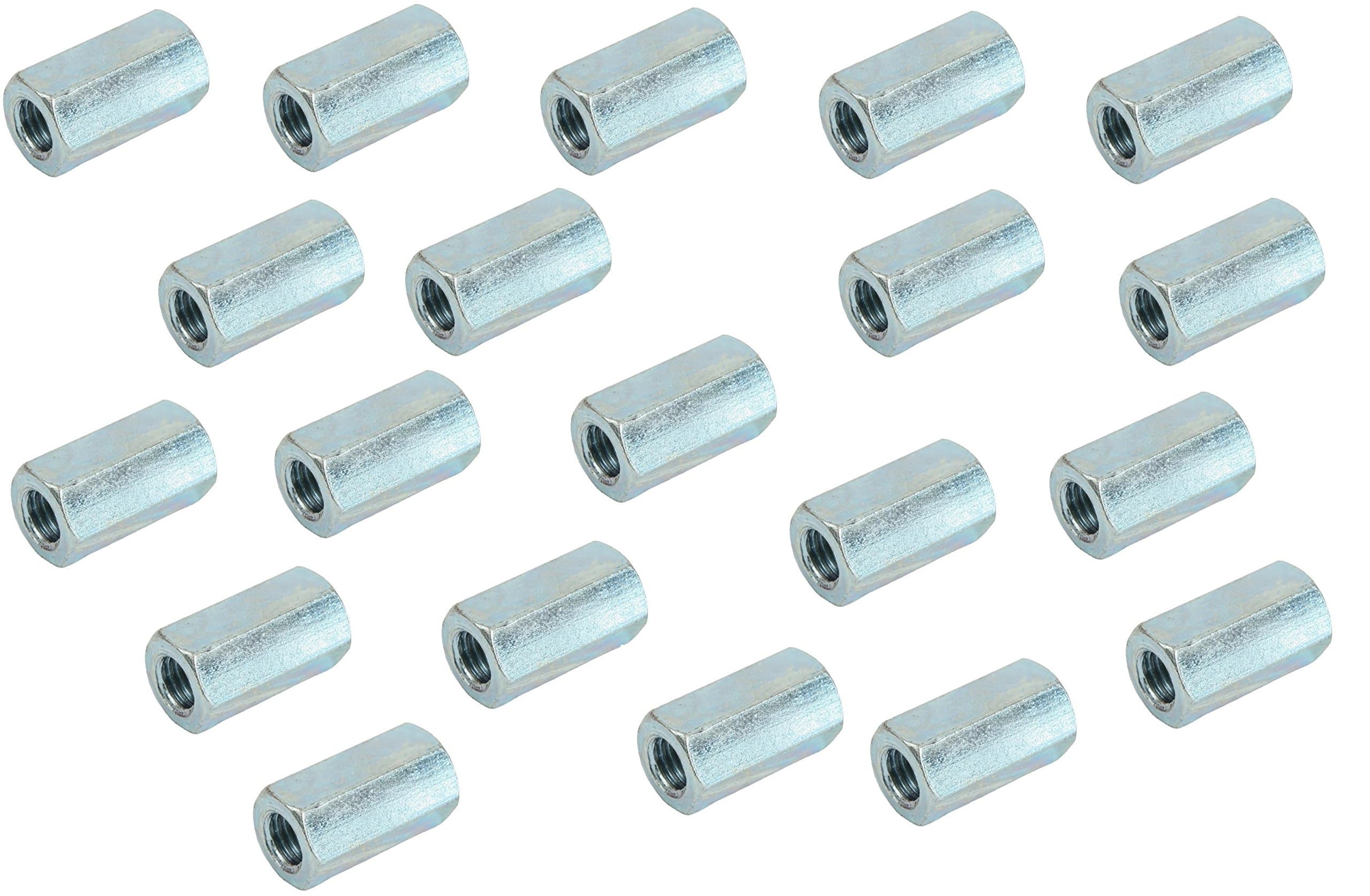 City Deco Centre Long hexagon nut studding connectors for joining lengths of studding or continuous threaded rod BZP (Pack of 20) (M16)
