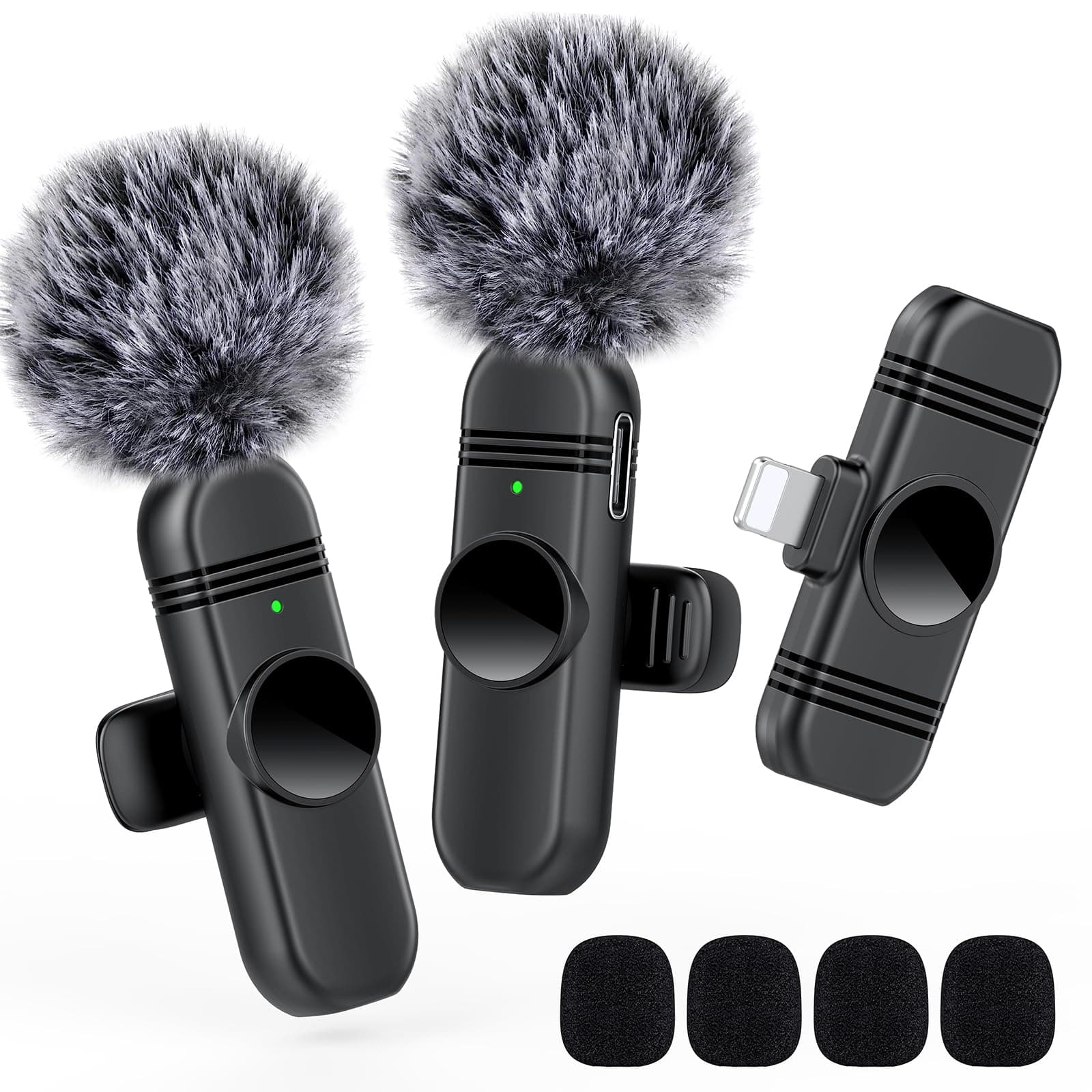 Lapel Microphone for iPhone 14/13/12,Clip on Microphone with Noise Reduction for Recording,Interviews,Live Streaming,Podcast,Content Creator,Vlog,TikTok,YouTube 2 Pack (Lightning)