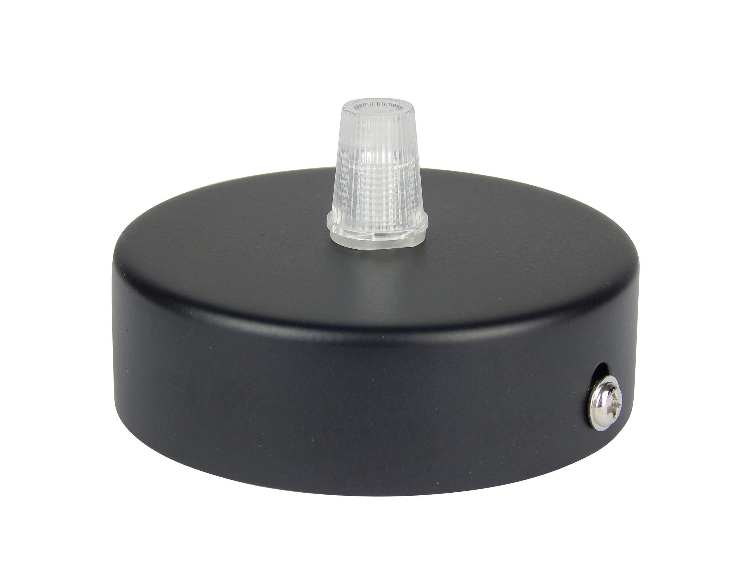 Ceiling canopy/rose kit with matt black finish, 8.00 x 2.50 cm with transparent strain relief and all required installation hardware. (pendant light fixture/metal steel rose) (1 piece)