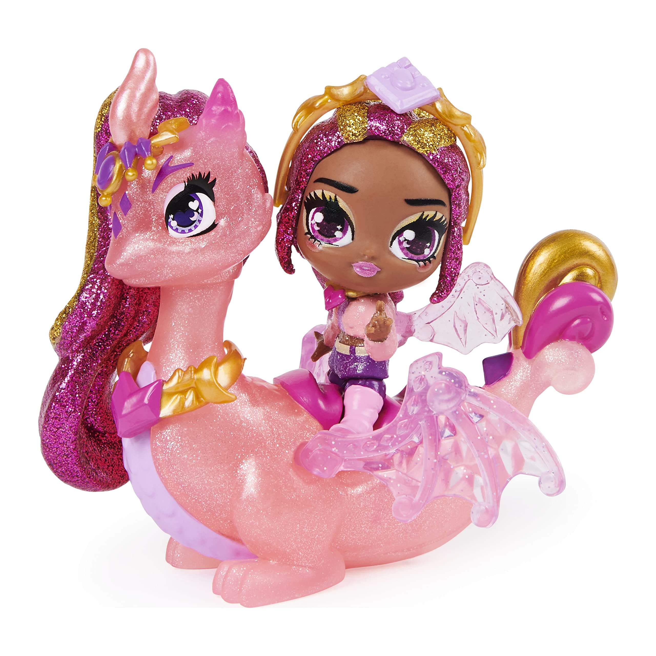 HatchimalsPixies Riders, Crystal Charlotte Pixie and Draggle Glider Set with Mystery Feature