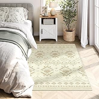 Area Rug, 3x5 ft Rug for Bedroom, Non-Slip Carpet, Home Decor, for Living Room, Machine Washable, Boho Style, Sand Beige UTAR021L02